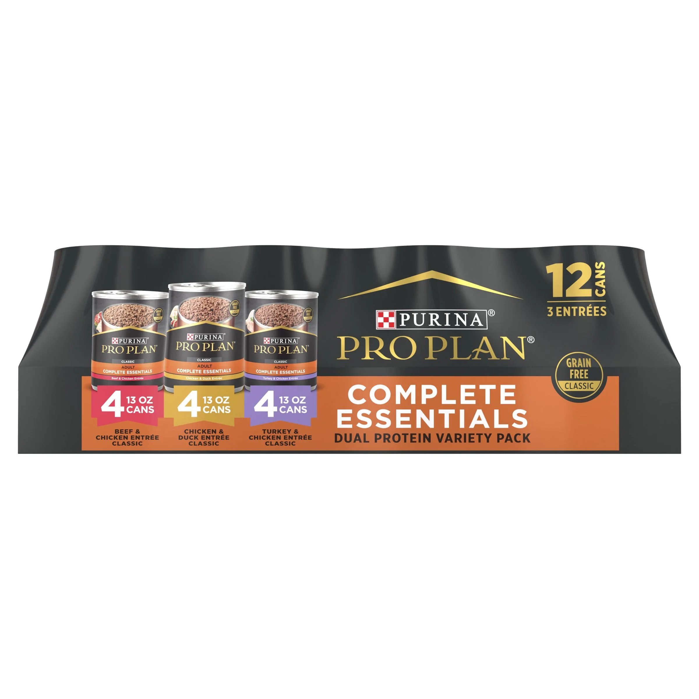 Purina Pro Plan Classic Entrees Variety Pack, Grain-Free Wet Dog Food, 13 oz Cans (12 Pack)