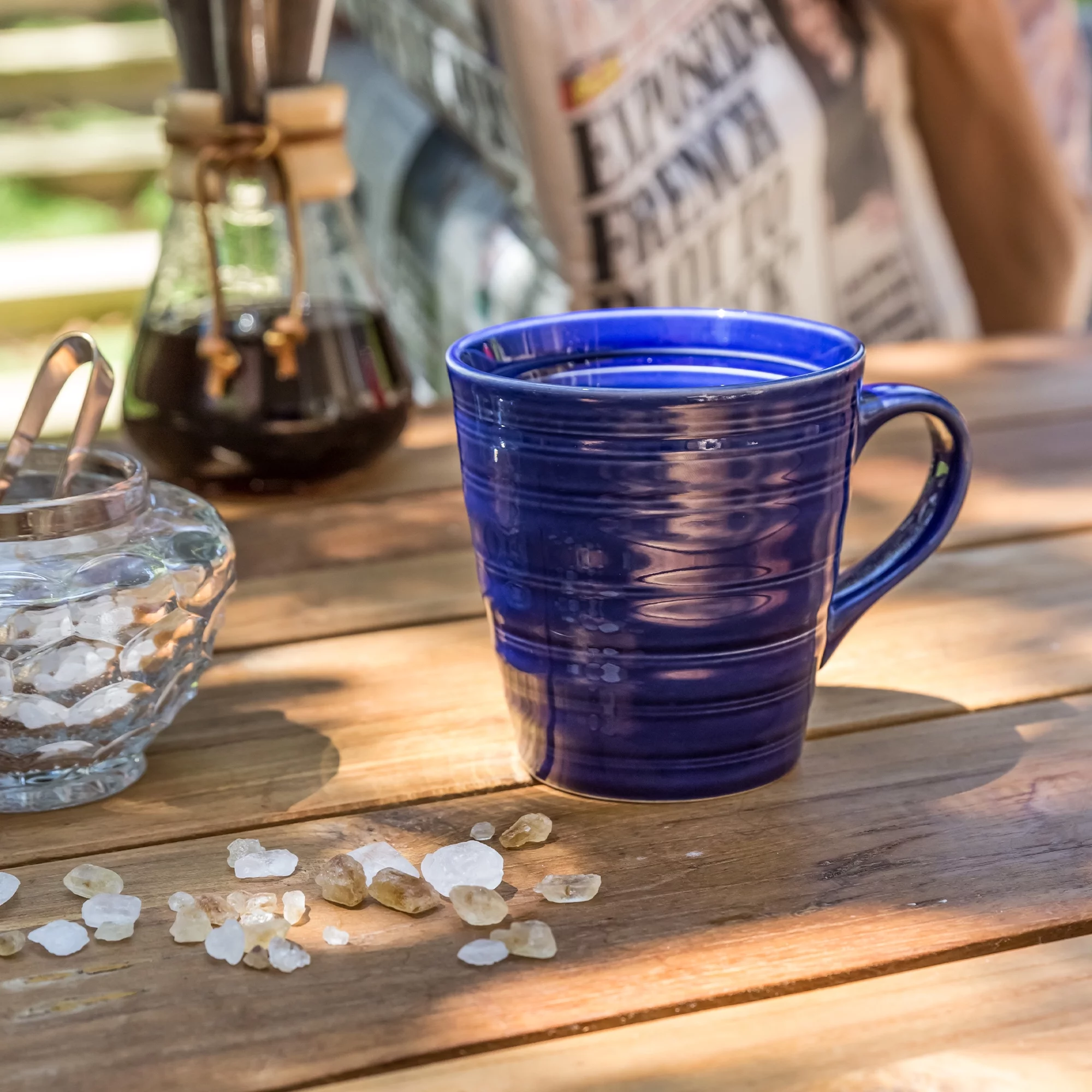 Woven Paths Farmhouse Style Mugs, Blue, Set of 4