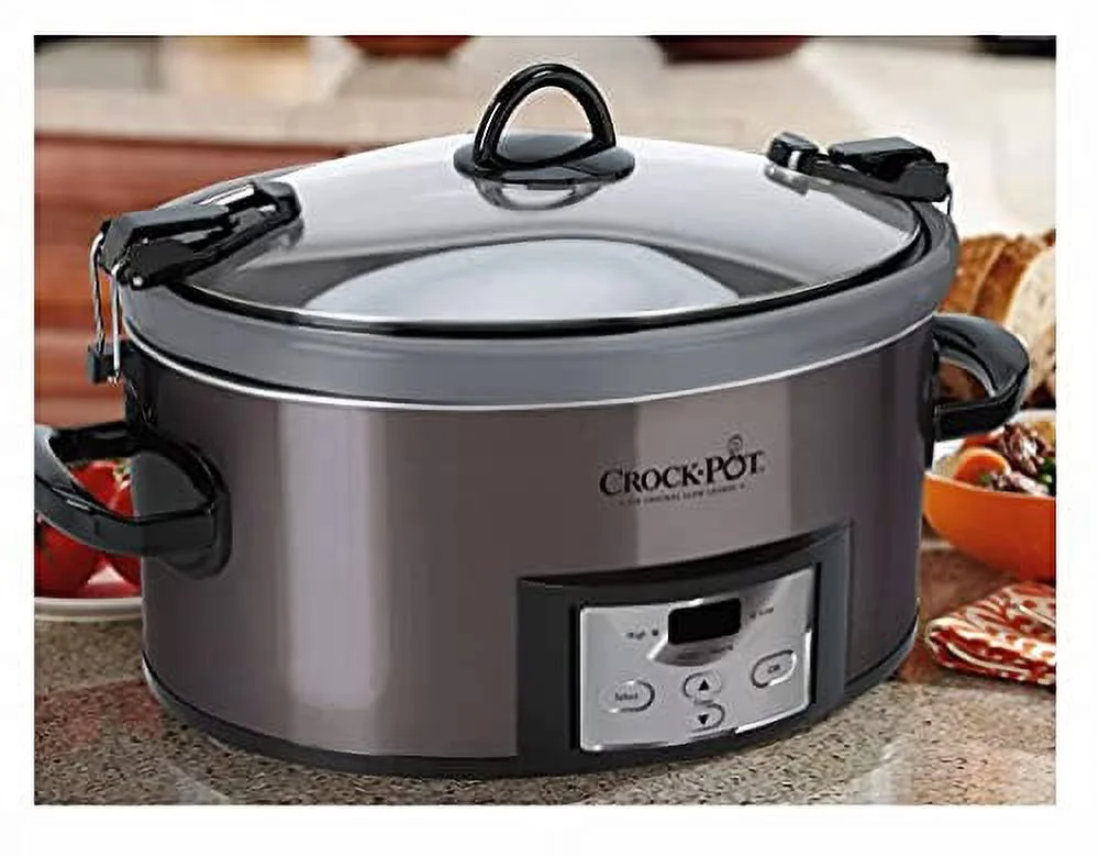 Crock Pot 7-qt Nonstick  Programmable Easy-Clean Slow Cooker, Stainless Steel (Used)