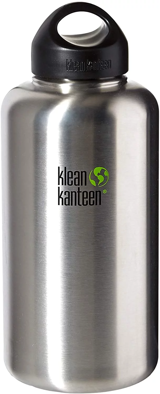 Klean Kanteen Wide Mouth Single Wall Stainless Steel Water Bottle with Leak Proof Stainless Steel Interior Cap