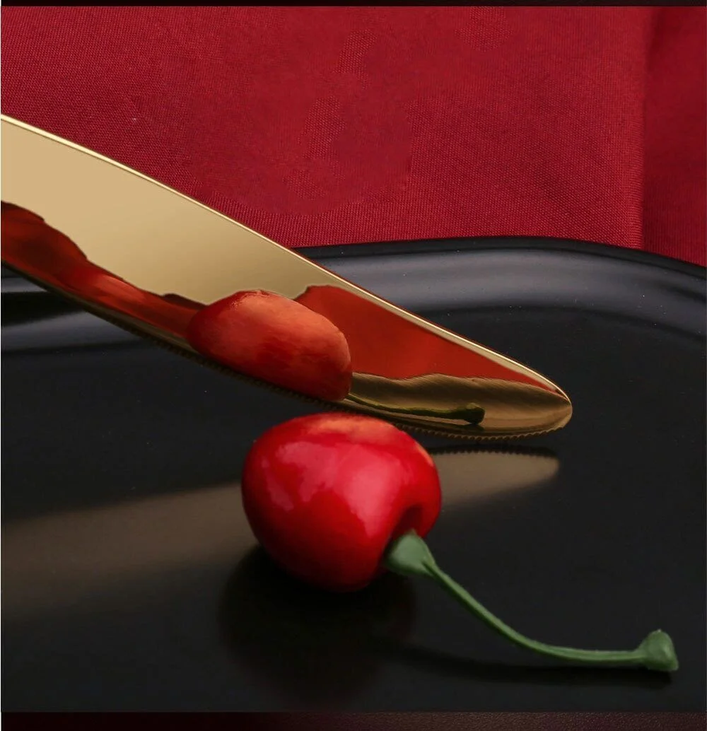 24pcs Cutlery Set Gold Dinnerware Spoon Dinner Silverware Tableware Gifts