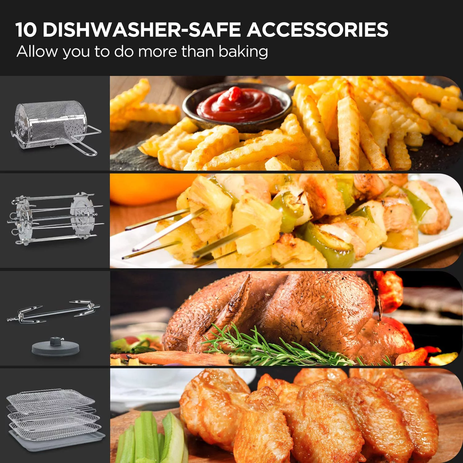 CalmDo Air Fryer Oven Combo, 18 in 1 Toaster Ovens Countertop Convection Ovens, Air Fryer Countertop for Rotisserie, Roast, Bake, Dehydrate,12.7QT/12L Air Fryer Toaster Oven with 10 Accessories, 1500w