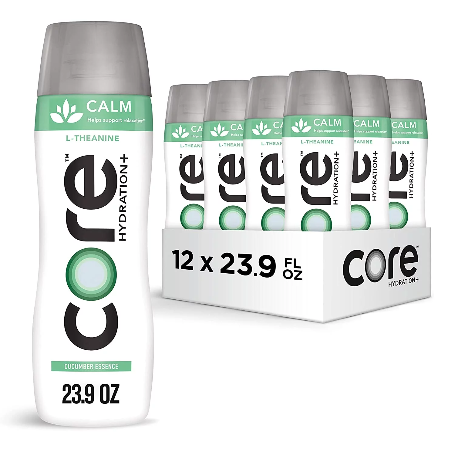 Core Hydration+ Calm, Cucumber Essence Nutrient Enhanced Water with L-Theanine, 23.9 fl oz (Pack of 12)