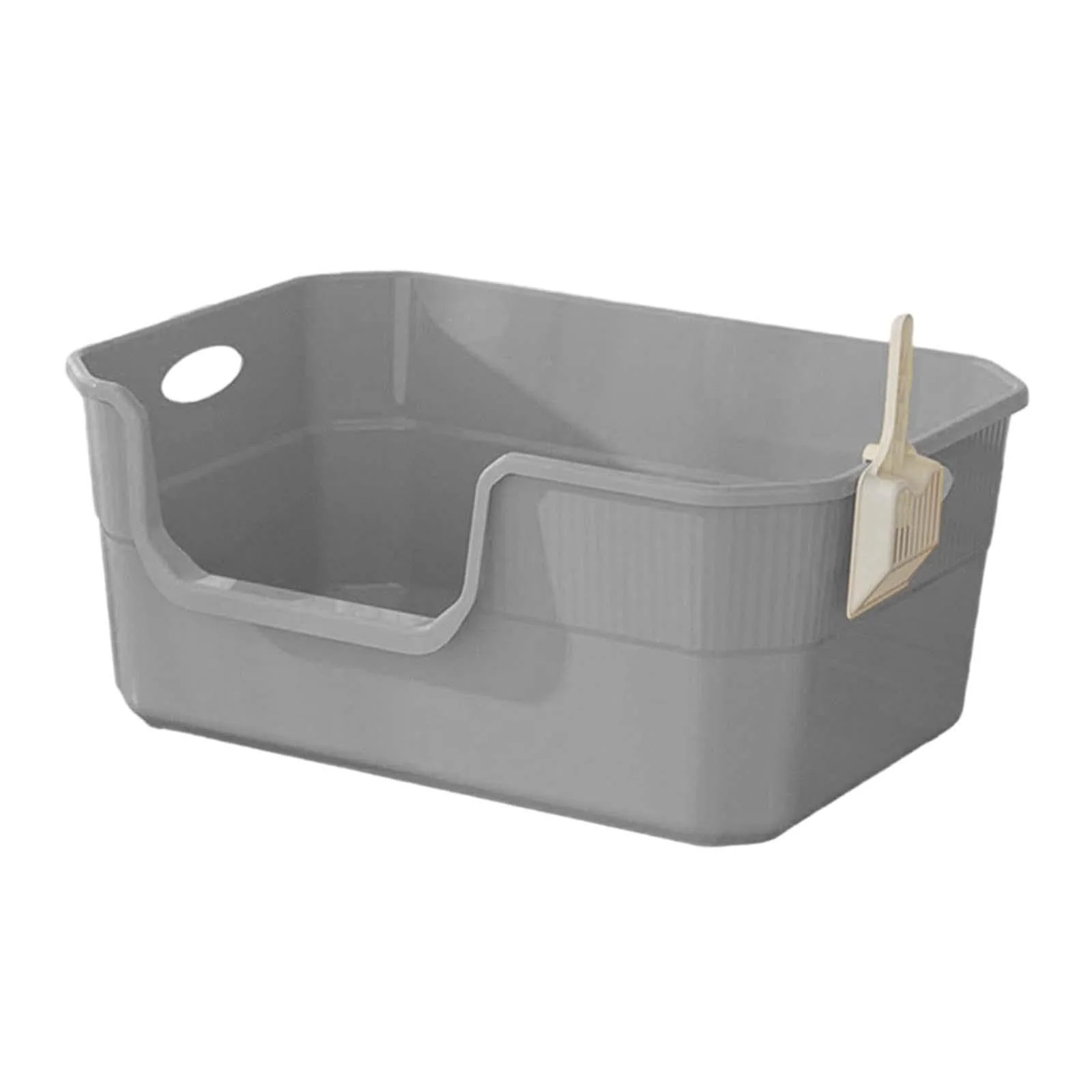 Gazechimp Open Litter Sand Box Heighten Cat Toilet for Small Medium Large Cats gray