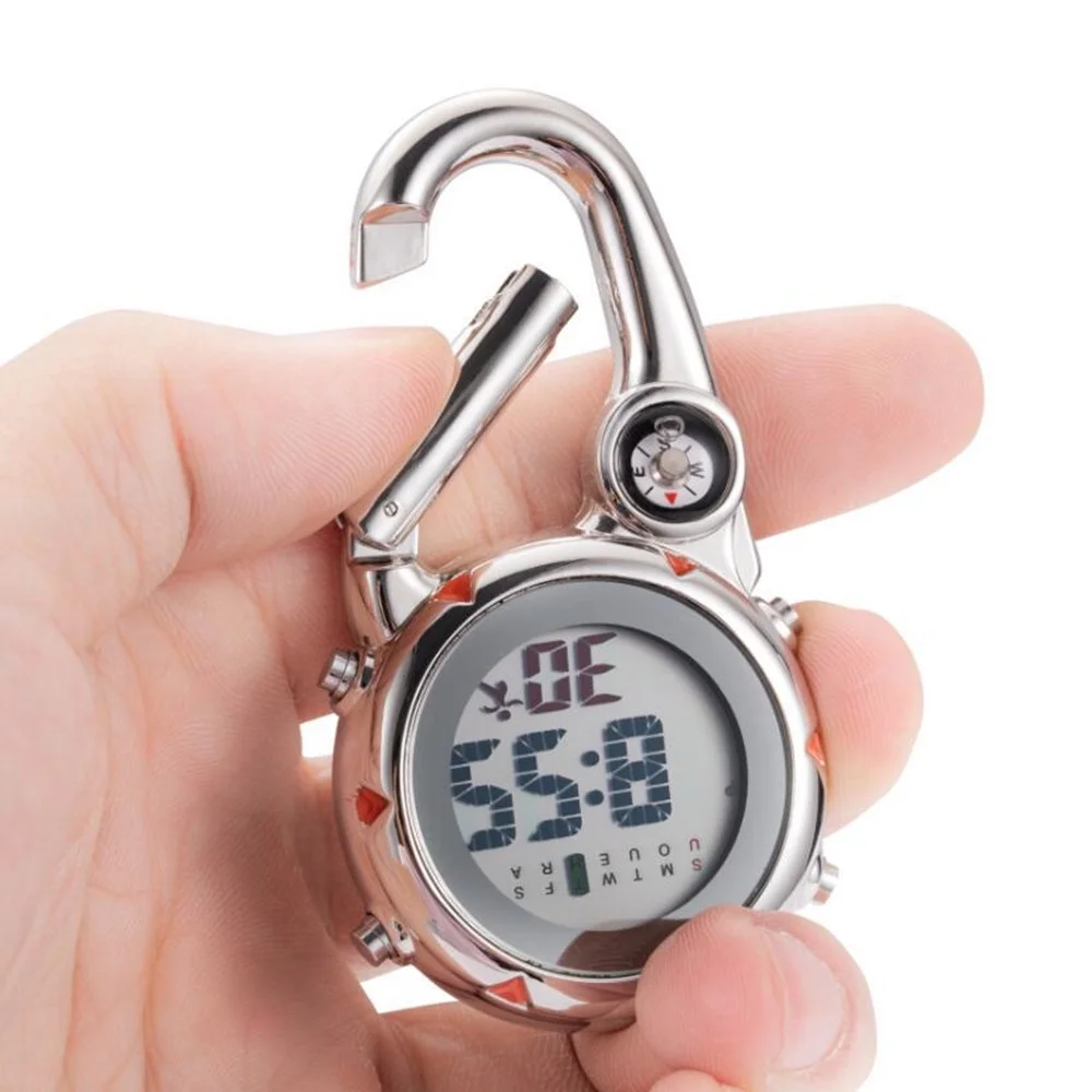 Alloy Backpack Clip On Band Carabiner Digital Sports Fob Watch Luminous For Hikers Accessories
