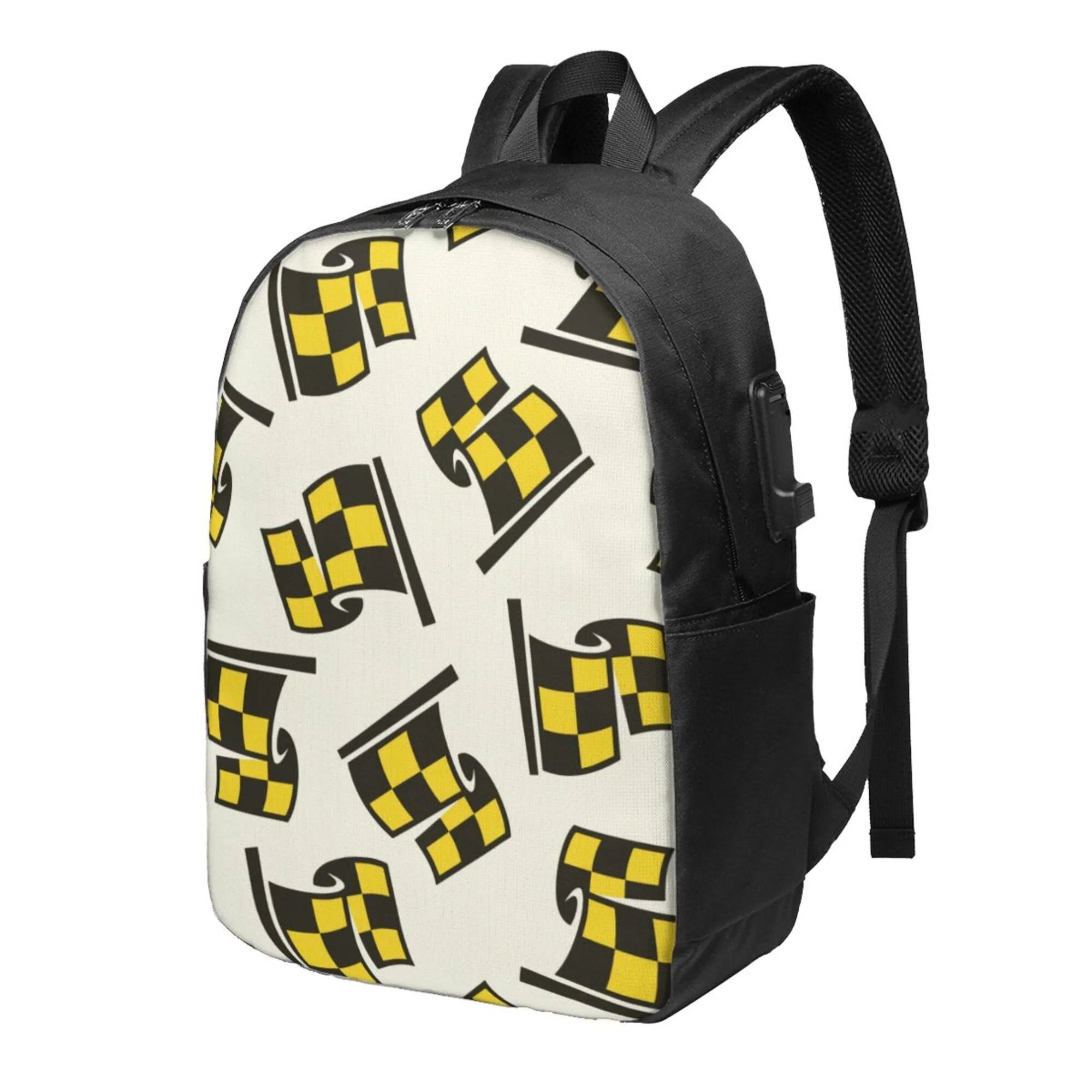 TEQUAN Travel Laptop Backpack, checkered flag racing colorful Prints Outdoor Hiking Bag School Bookbag Casual Lightweight Daypack