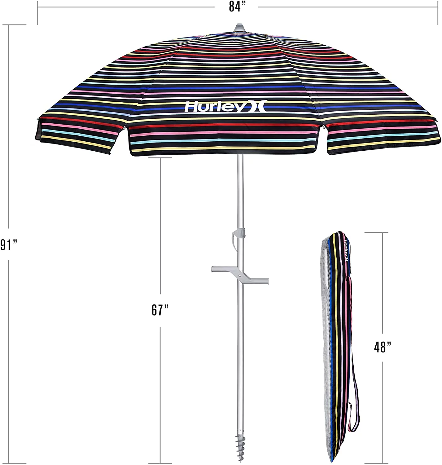 E-Z UP EZUUMB7HRVM 7 ft. Venice Mod Black Hurley Umbrella