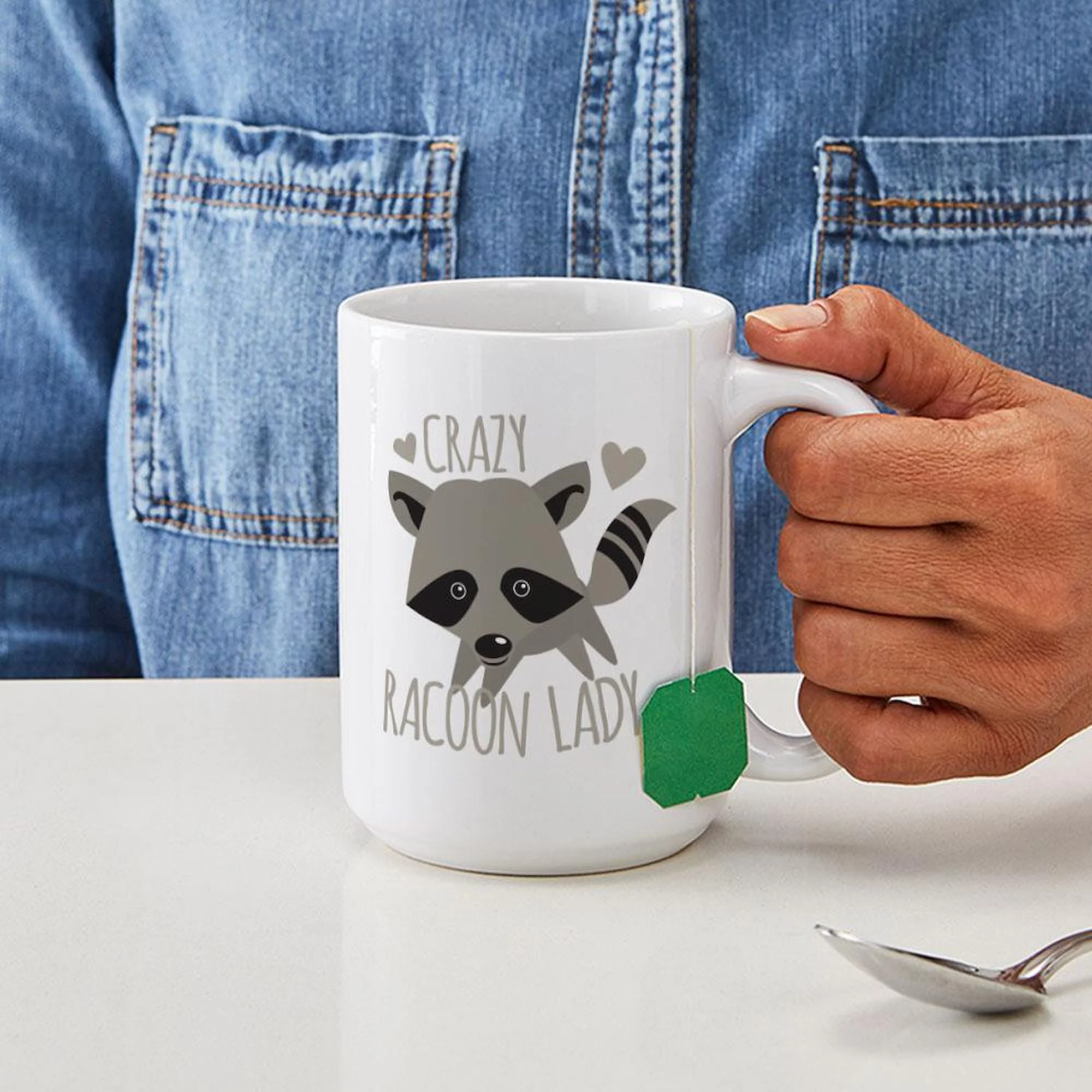CafePress - Crazy Racoon Lady Mugs - 15 oz Ceramic Large Mug