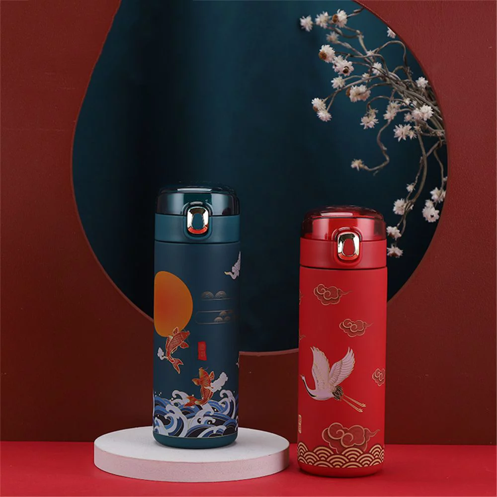Drinkware LED Display Vacuum Flasks Miniature Water Bottle Chinese Style Thermos cup Premium Travel  Mug Intelligent Temperature Display GREEN