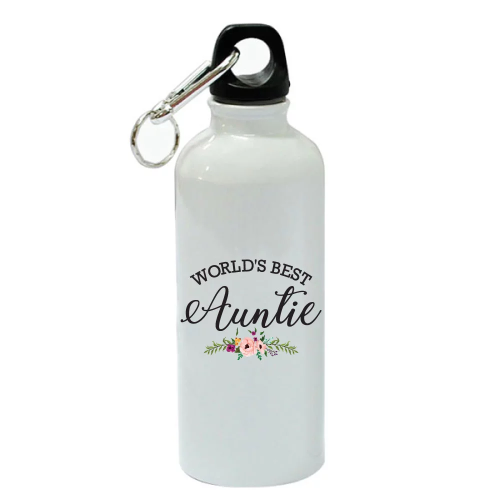 World's Best Auntie White Aluminum Sports 20 oz Water Bottle