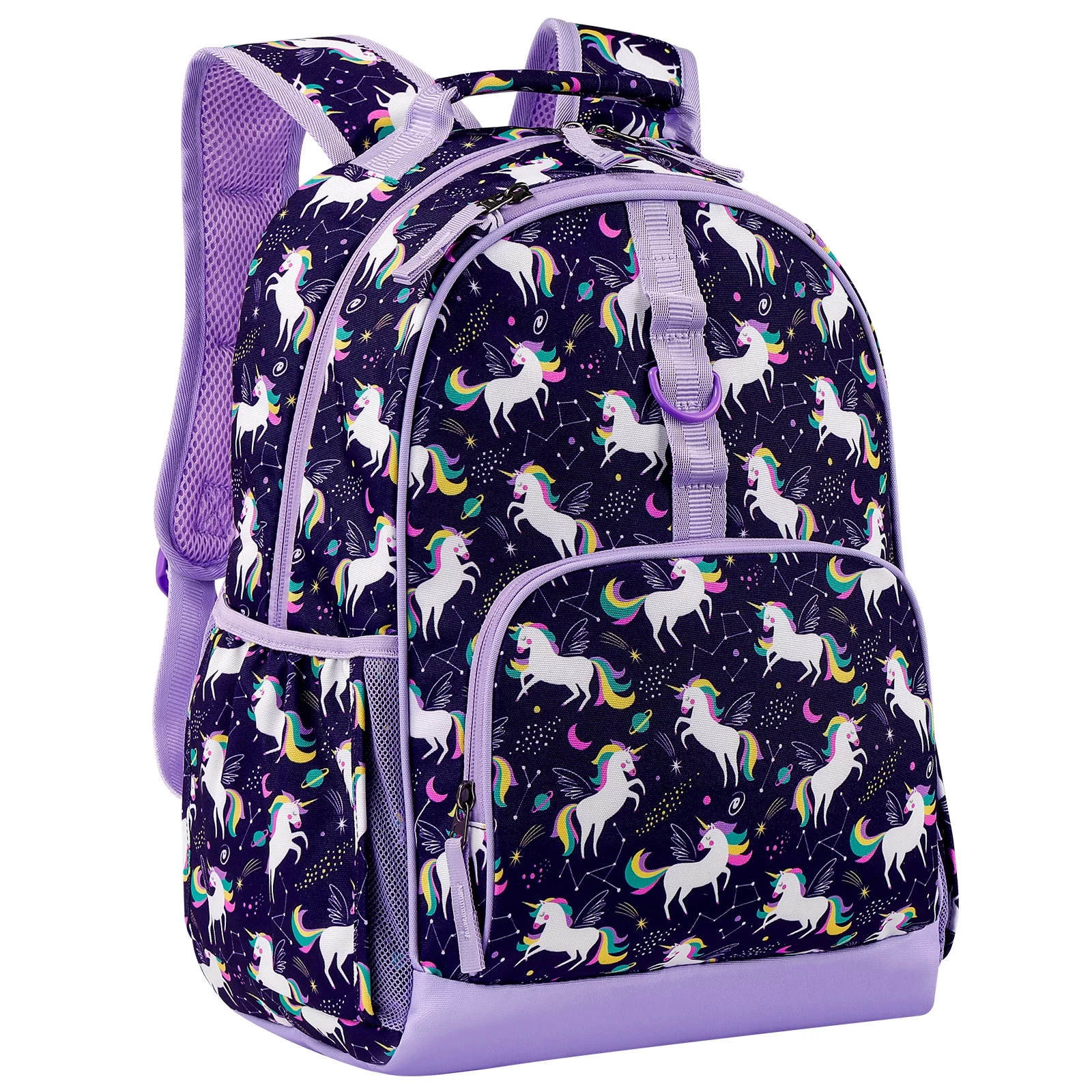 Choco Mocha Unicorn Backpack for Girls Backpack Elementary School Backpack for Kids 17 inch Bookbag School Bag, Purple