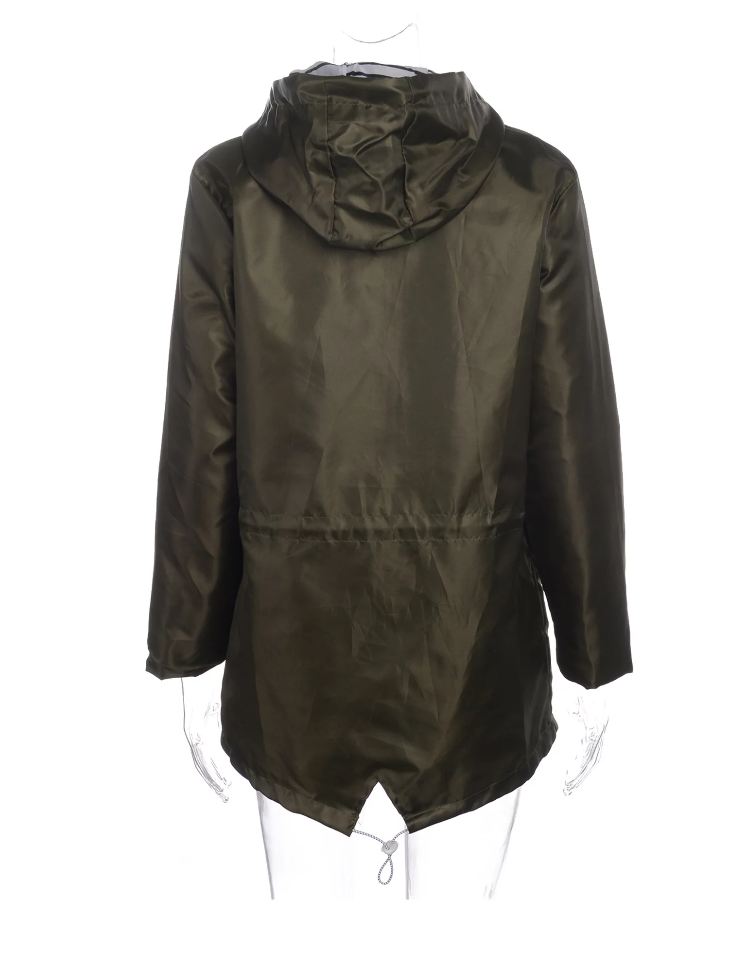 Diconna Women Rain Jackets Windbreaker Long Hooded Raincoat Zipper Coat Spring Autumn Outdoor Outwear Army green S