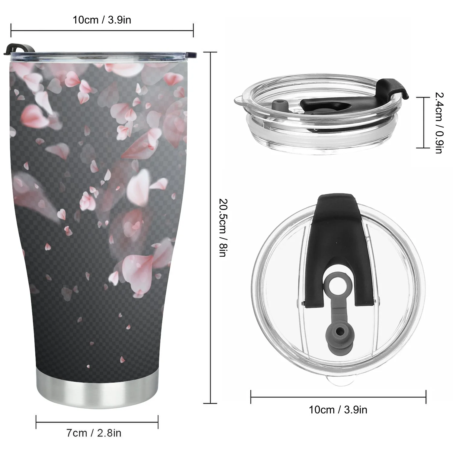 Hidove Stainless Steel Tumbler, Pink Sakura Petals Background 30oz Leak Proof & Stainless Steel Bottle for Hot & Cold Drinks - Coffee Travel Mug, Water Metal Canteen, Thermal Cup