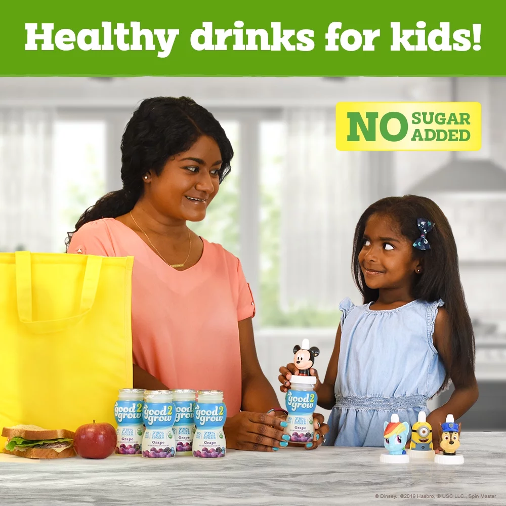 good2grow Organic Low Sugar Grape Juice Refill, 24-pack of 6-Ounce BPA-Free Juice Bottles, Non-GMO and USDA Certified Organic with 75% Less Sugar. SPILL PROOF TOPS NOT INCLUDED