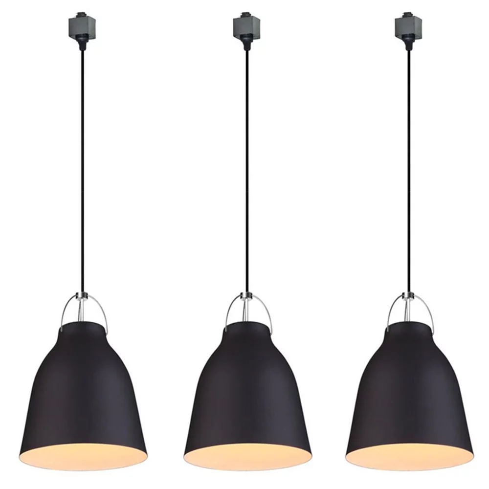 Kiven J Track Pendant Lightning, 3 Lights Industrial J Track Light Heads for Bedroom Kitchen Home Lighting,E26 Socket