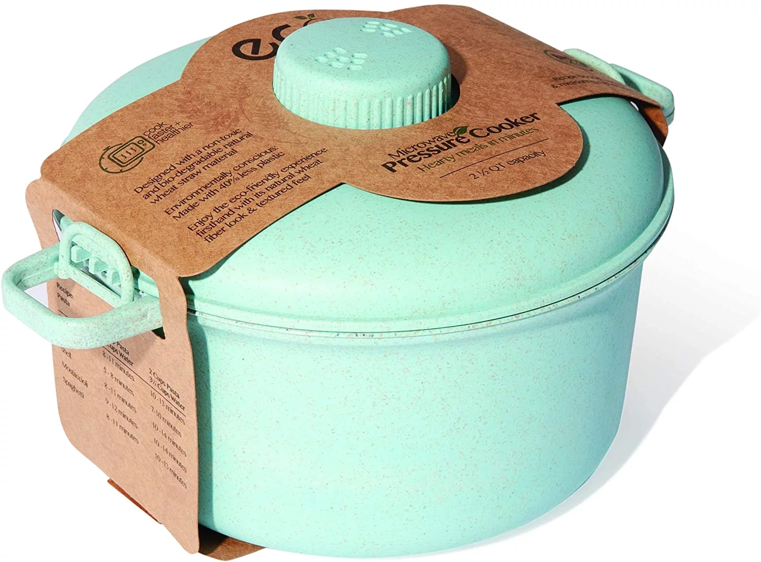 Eco Friendly Microwave Pressure Cooker - Easy Microwave Cooking - Easy & Fast Microwave Cookware For Rice, Chicken, Pasta, And More - Non-Toxic & Degradable Material (Teal)