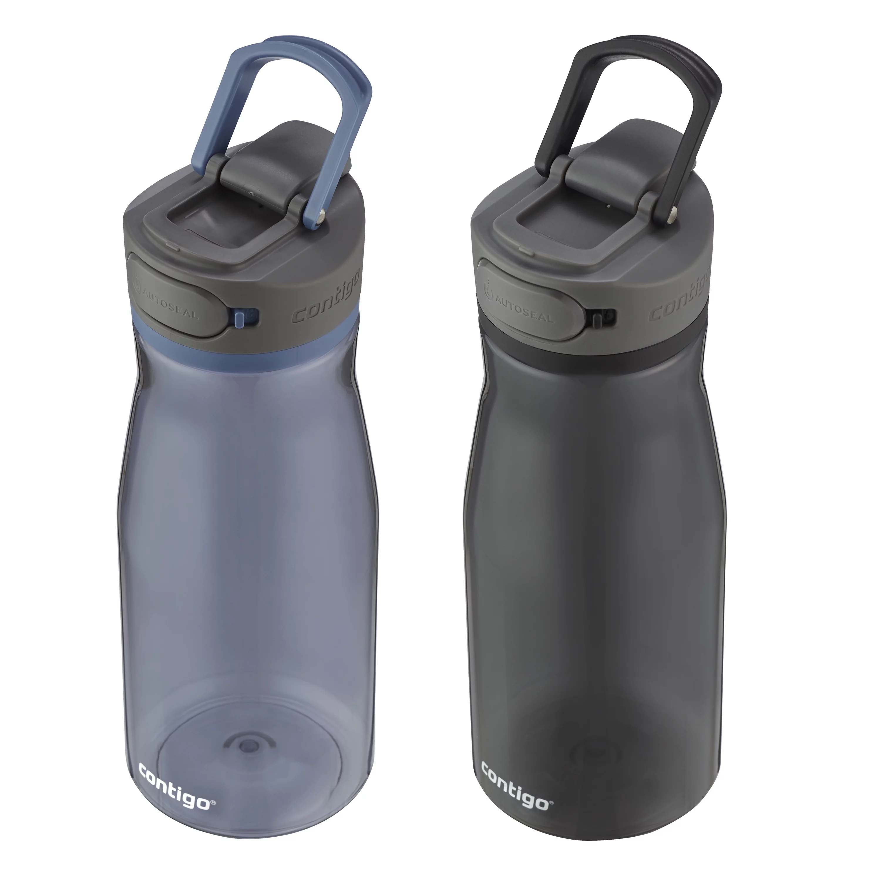 Contigo Cortland 2.0 Plastic Water Bottle with AUTOSEAL Lid 2-Pack & Ashland 2.0 AUTOSPOUT Straw Lid Blue Corn & Black Licorice, 32 fl oz.
