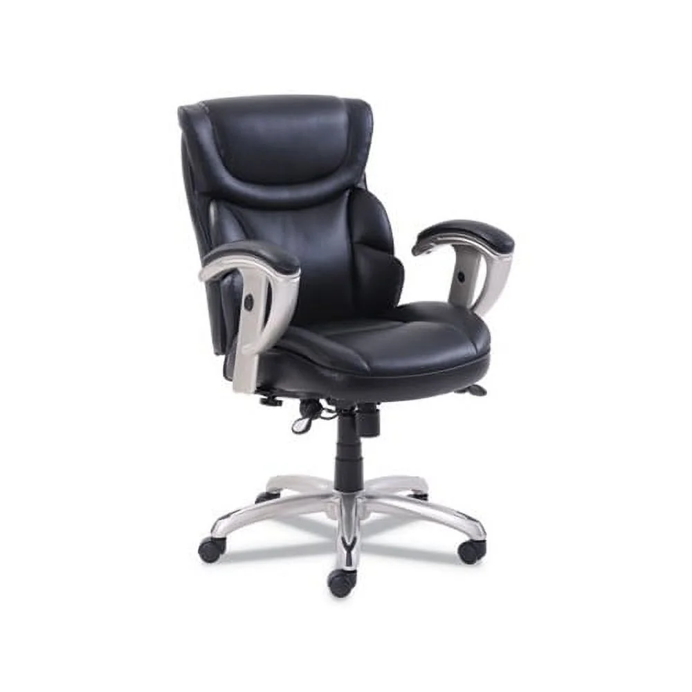 Emerson Task Chair Supports up to 300 lbs., Black Seat/Black Back, Silver Base