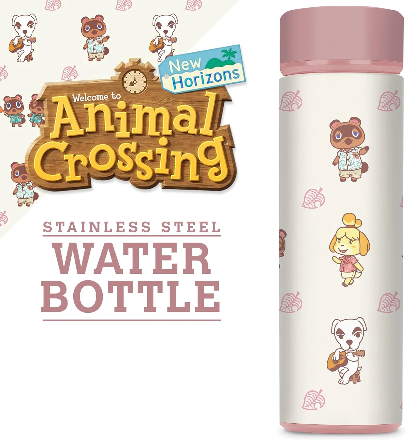 Animal Crossing 17Oz, Insulated, Stainless Steel, Leak Proof, Water Bottle (Island Idols)