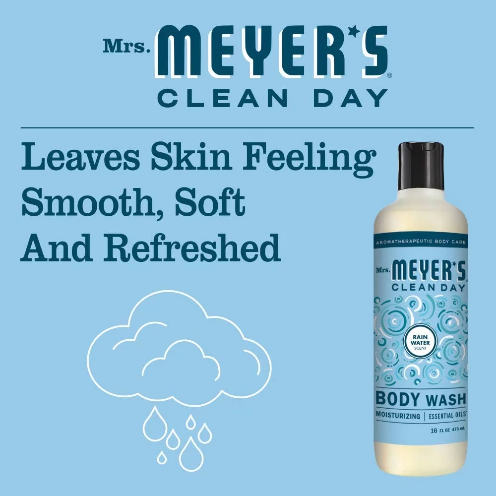 Mrs. Meyer’s Clean Day Body Wash, Rain Water Scent, 16 Ounce Bottle (Pack of 3)