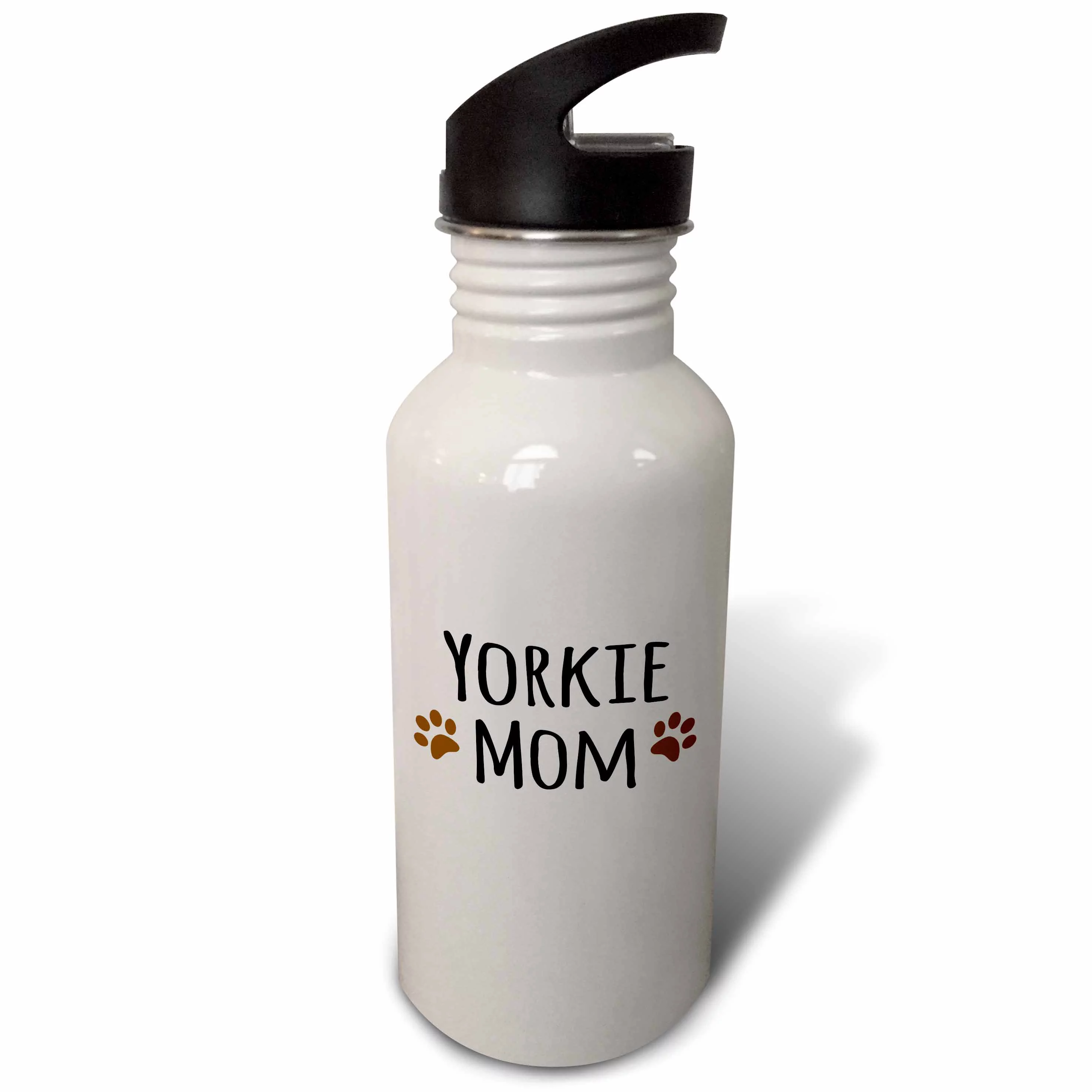 Yorkie Dog Mom - Yorkshire Terrier - Doggie by breed - doggy lover brown paw prints - mama pet owner 21 oz Sports Water Bottle wb-154219-1