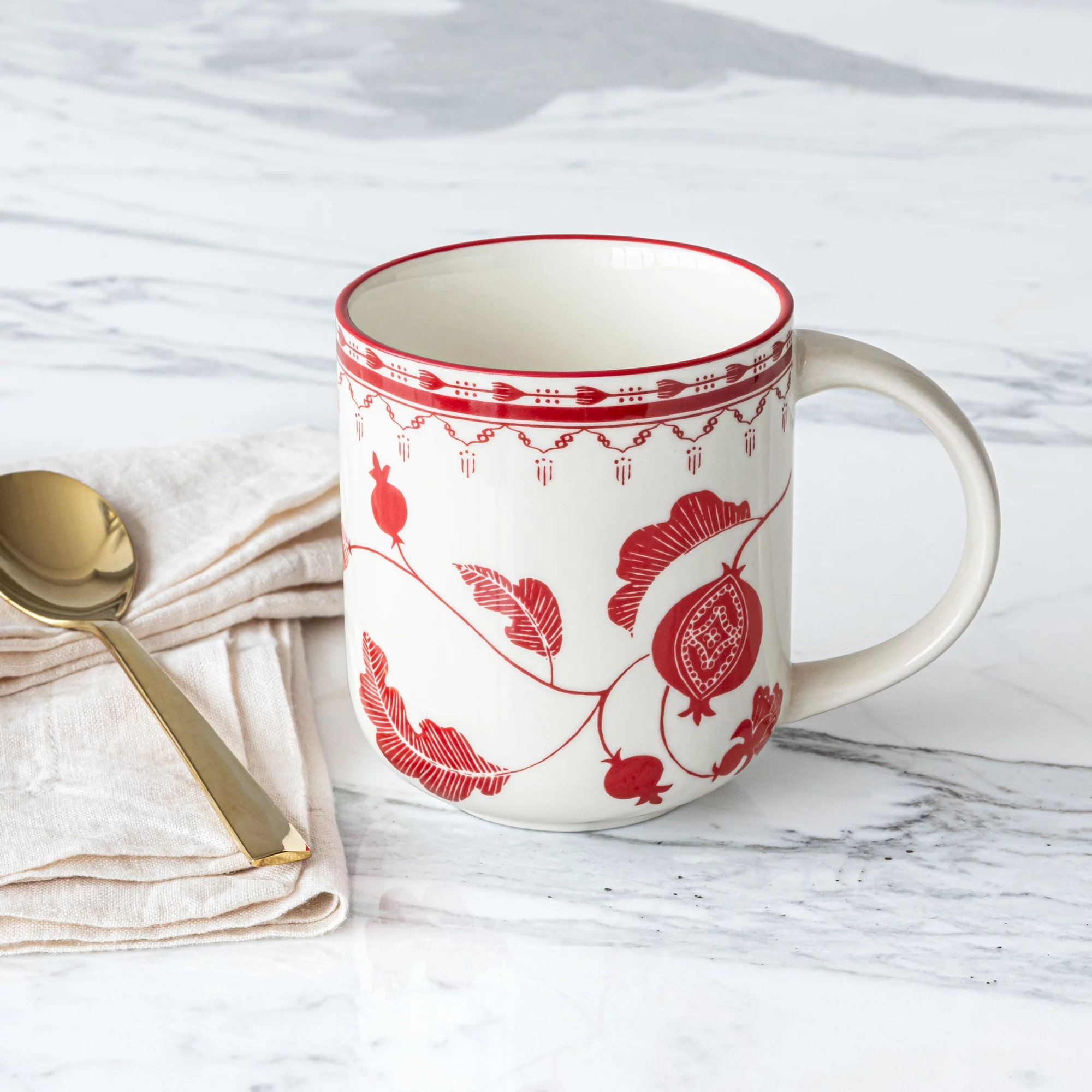 Sofia Home Red Set of 4 Stoneware Mugs