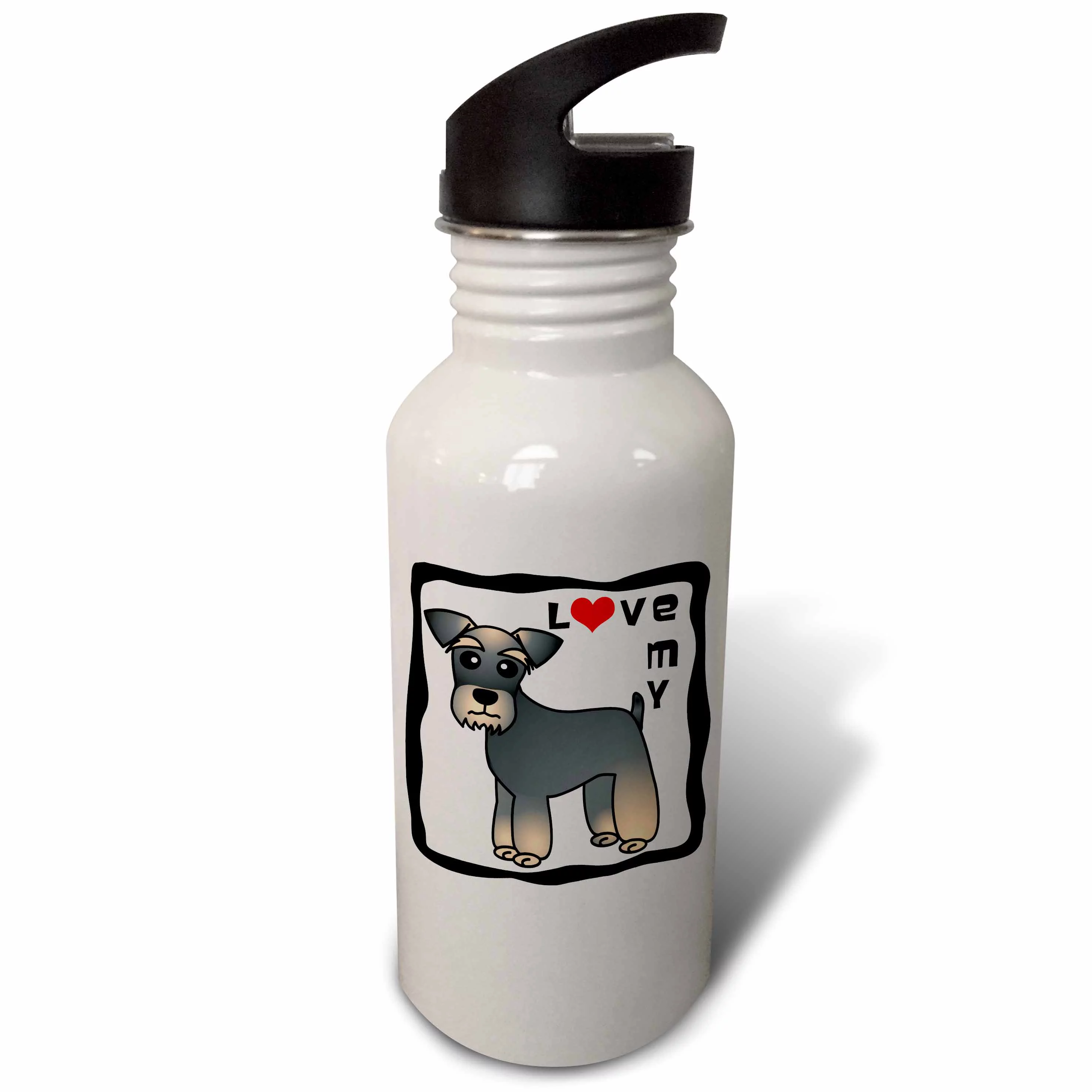 I Love My Miniature Schnauzer Dog - Banded Brown Base Coat (Salt and Pepper) - Red Heart 21 oz Sports Water Bottle wb-40891-1