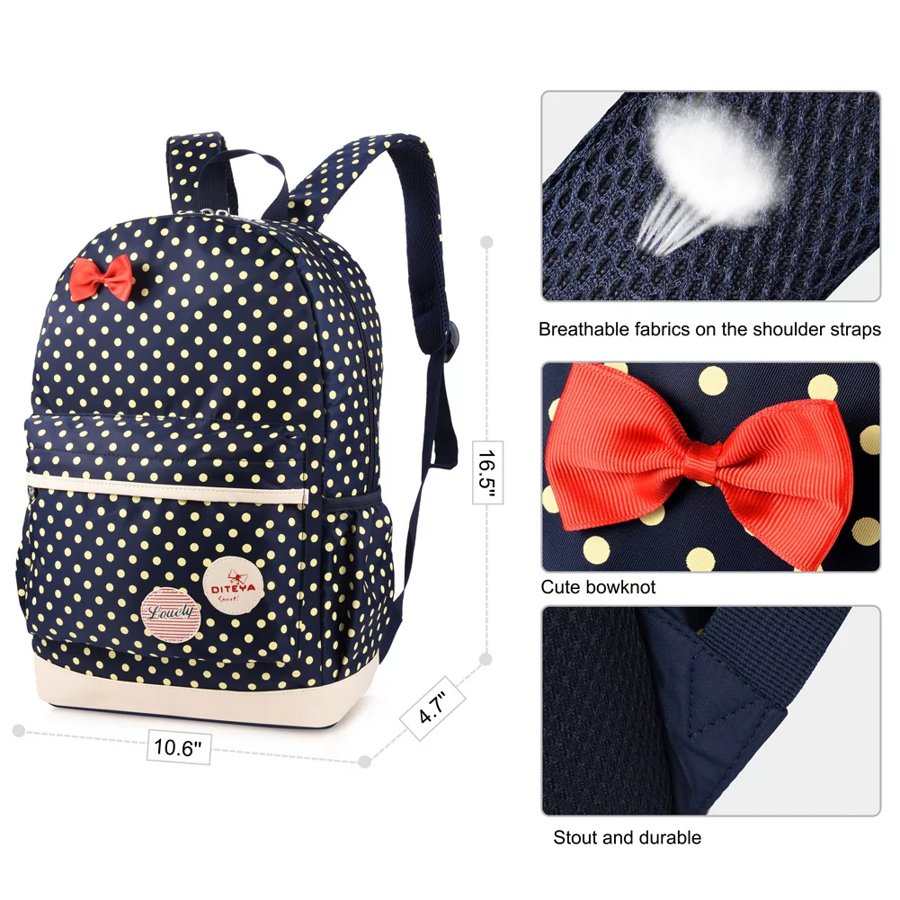Chic Nylon Backpack Set 3-in-1 Shoulder Bags Casual Student Daypack
