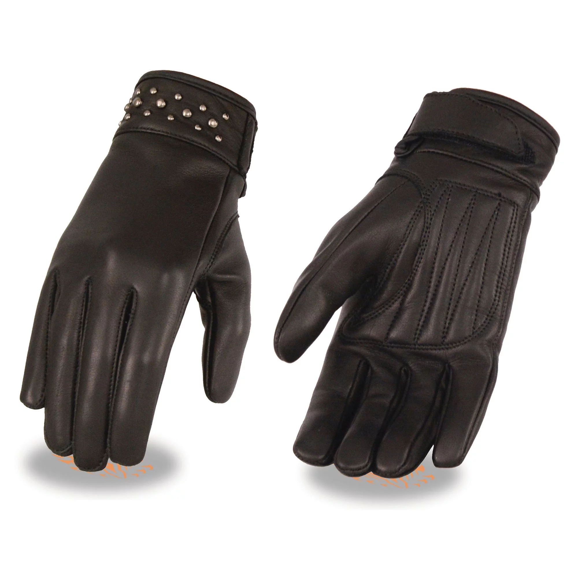 Milwaukee Leather MG7760 Women's Black Leather Gel Palm Lightweight Motorcycle Hand Gloves W/ Stylish ‘Wrist Detailing’ Small