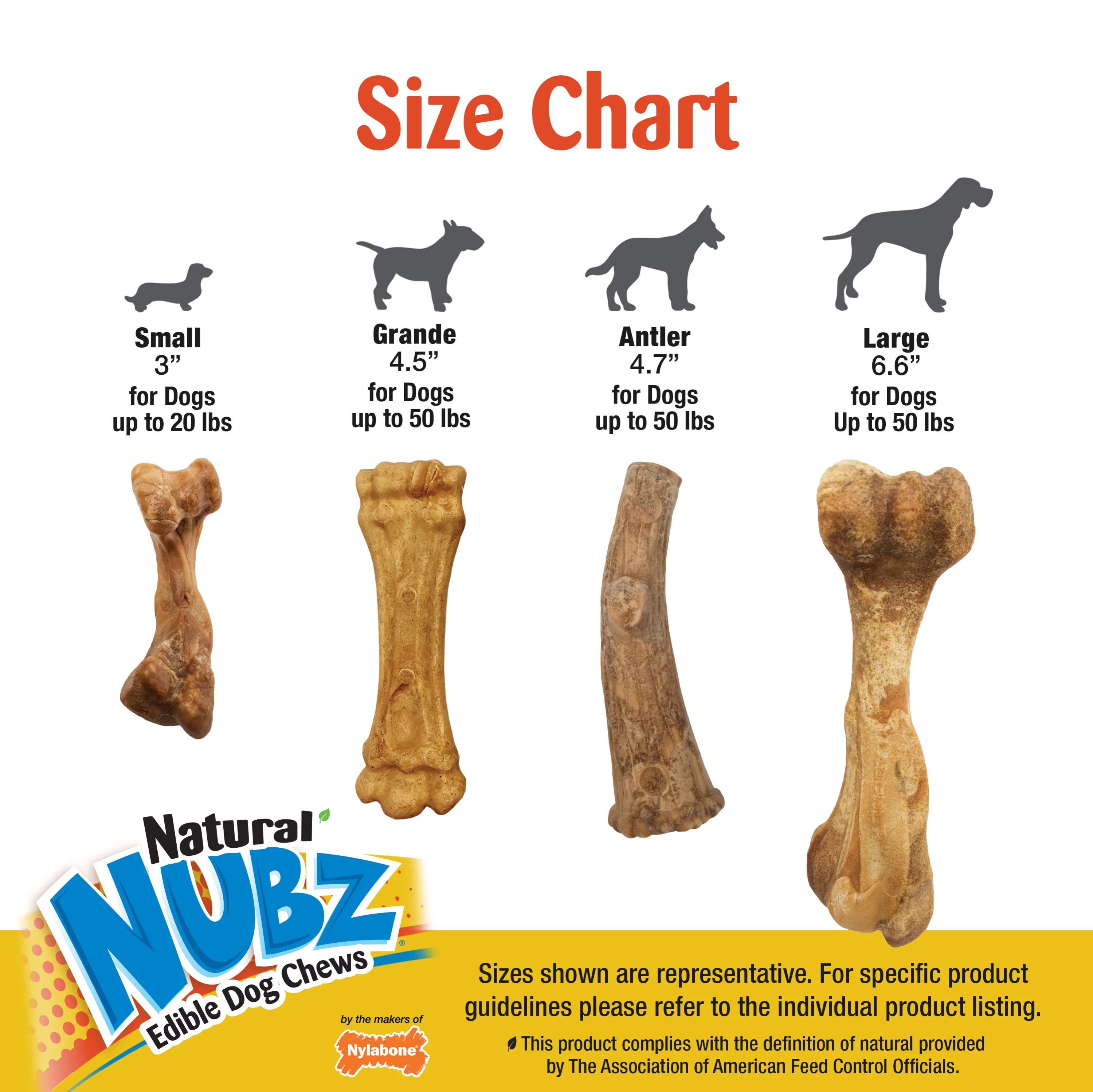 Nylabone Nubz WILD Antler Natural Long Lasting Edible Venison Dog Chews Large - 30+ lbs. (8 Count)
