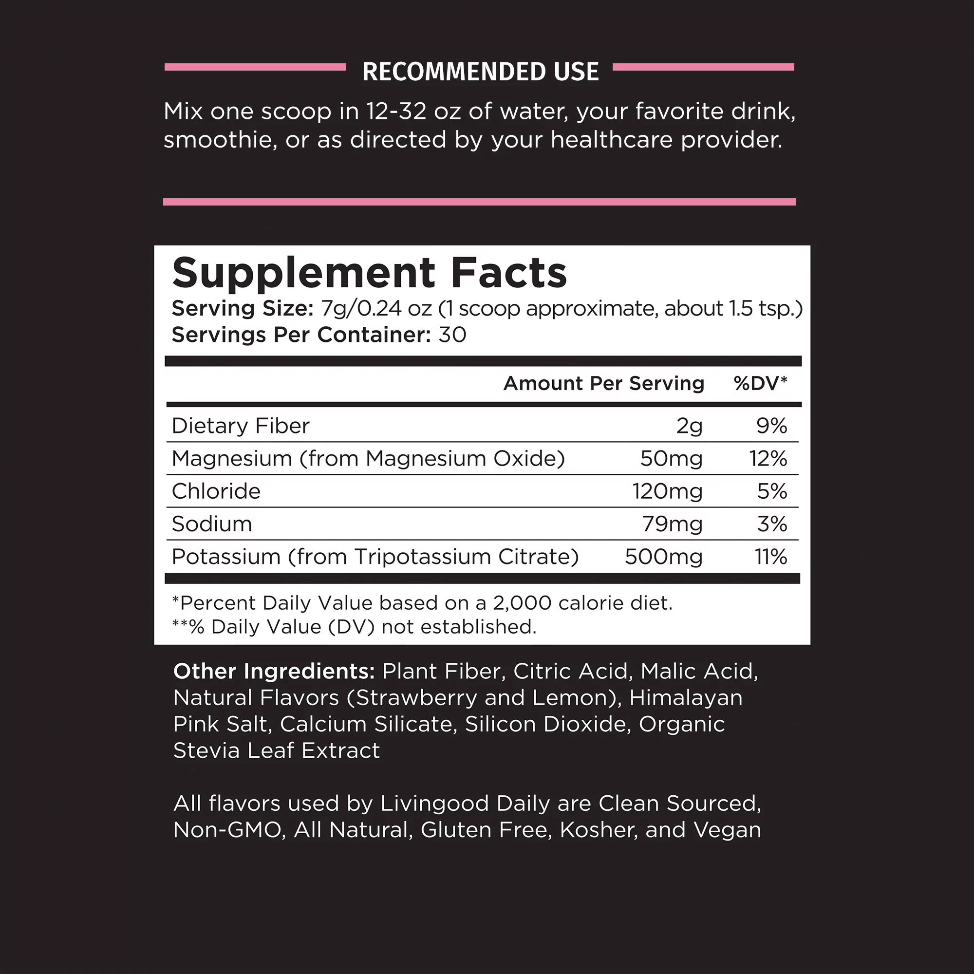 Livingood Daily Electrolyte Powder, Strawberry Lemonade - Sugar-Free Hydration Drink Mix