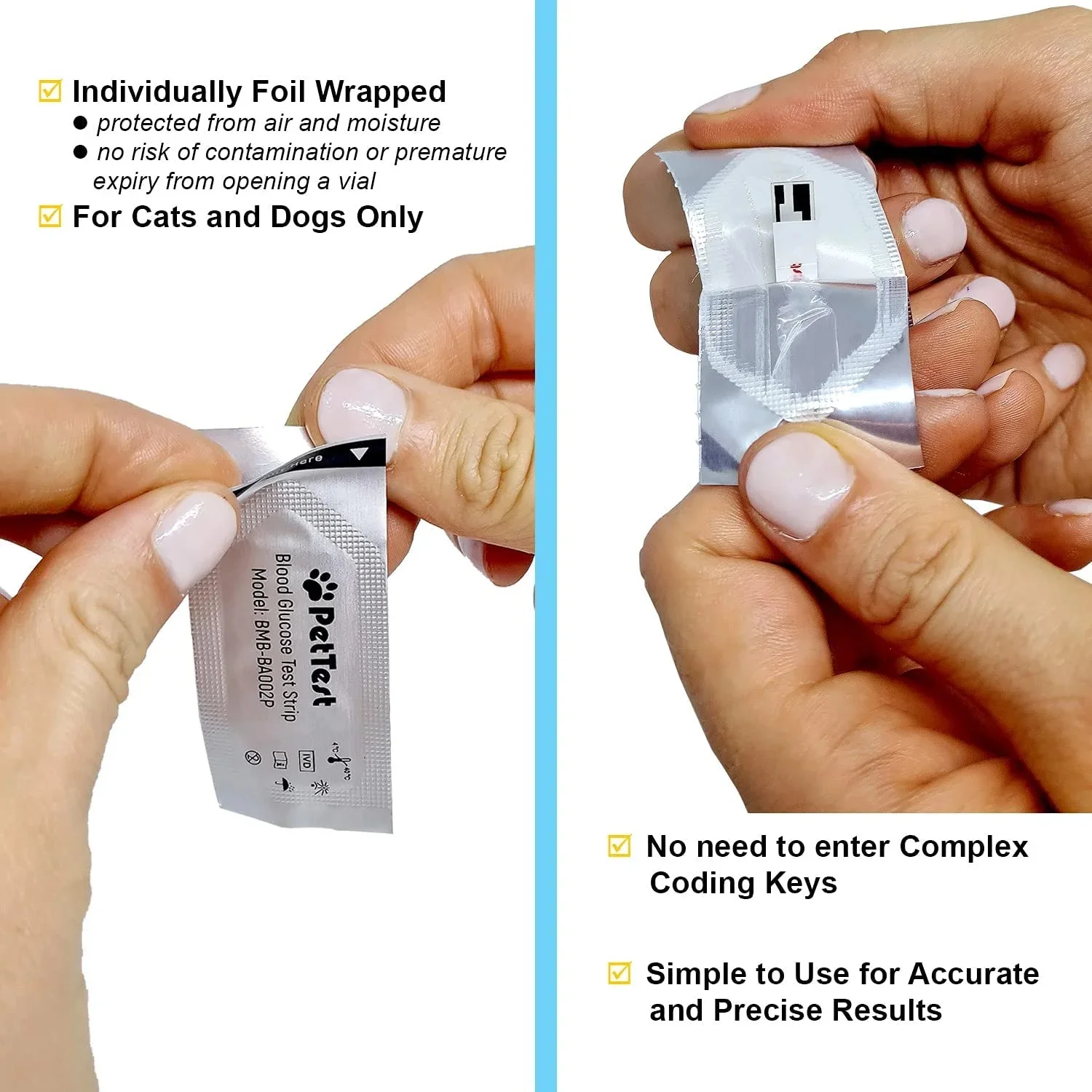 PetTest Diabetes Blood Glucose Tests Strips for Dogs and Cats for use with PetTest Glucose Monitor (50 Strips)