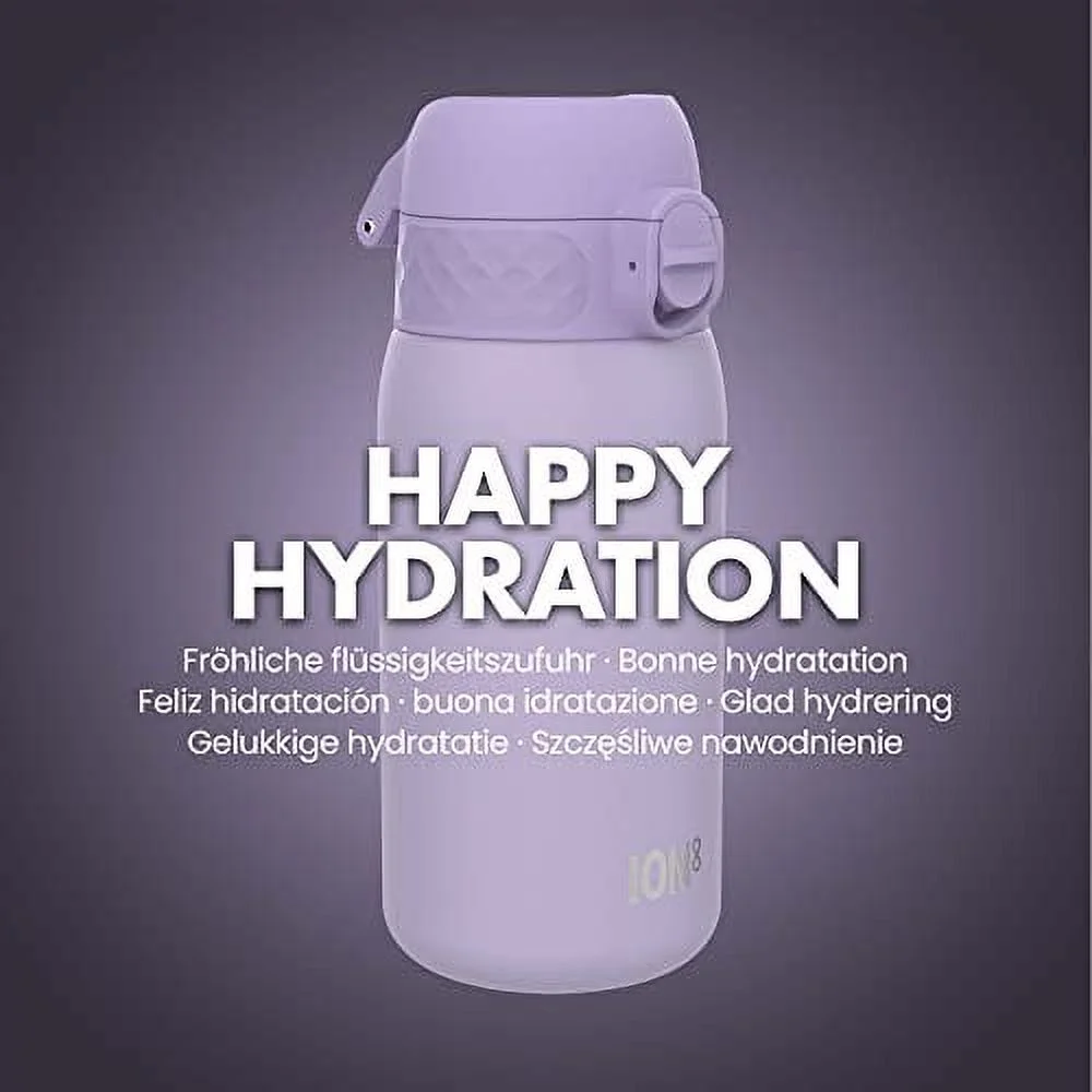 ION8 Leak Proof Flip-Top Insulated Steel Kids Water Bottle, Dishwasher-Safe, Purple, 320ml (11oz)