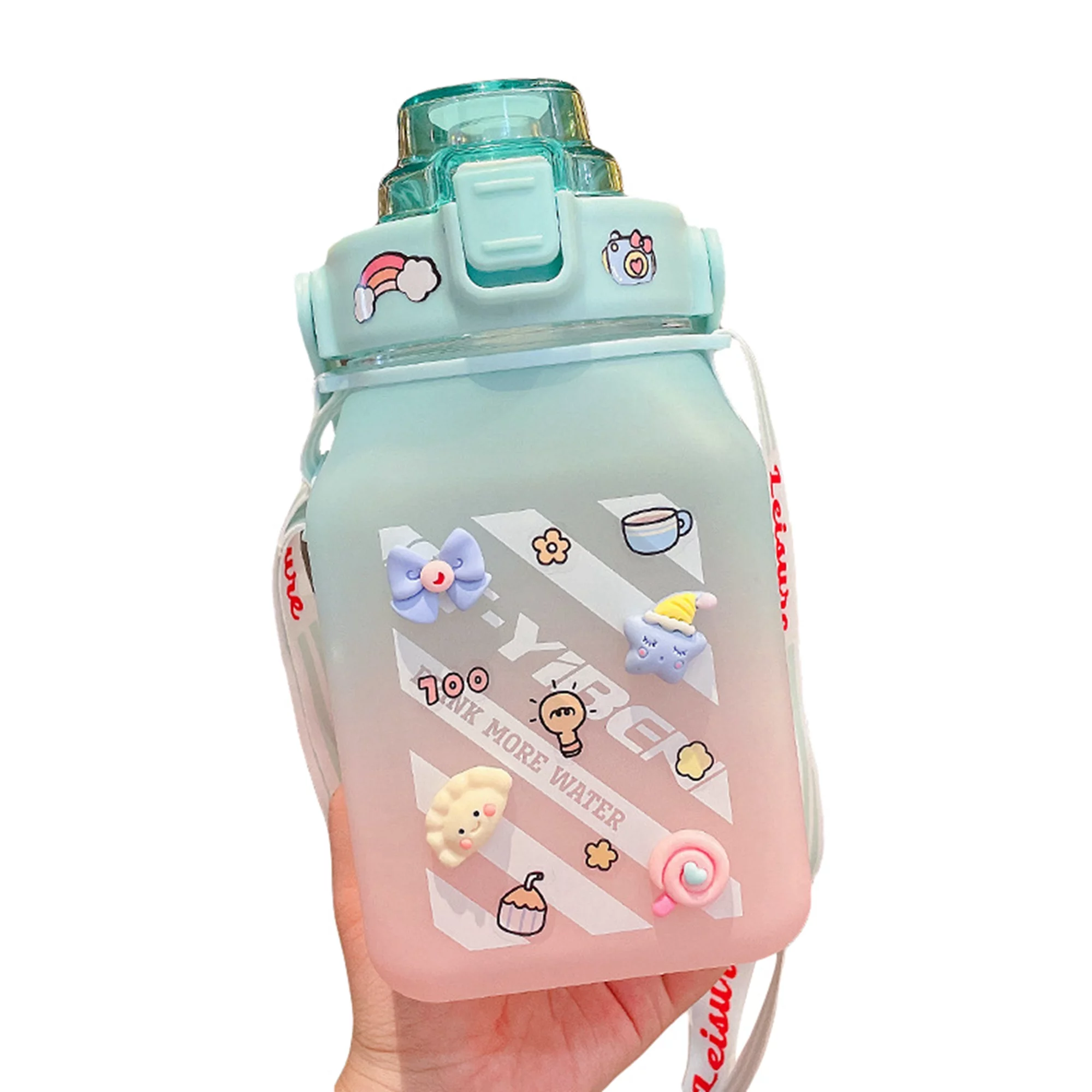 1500ml Cute Water Bottle Large Capacity Water Bottles Portable Sports Bottle with Straps Drink Bottle Kettle