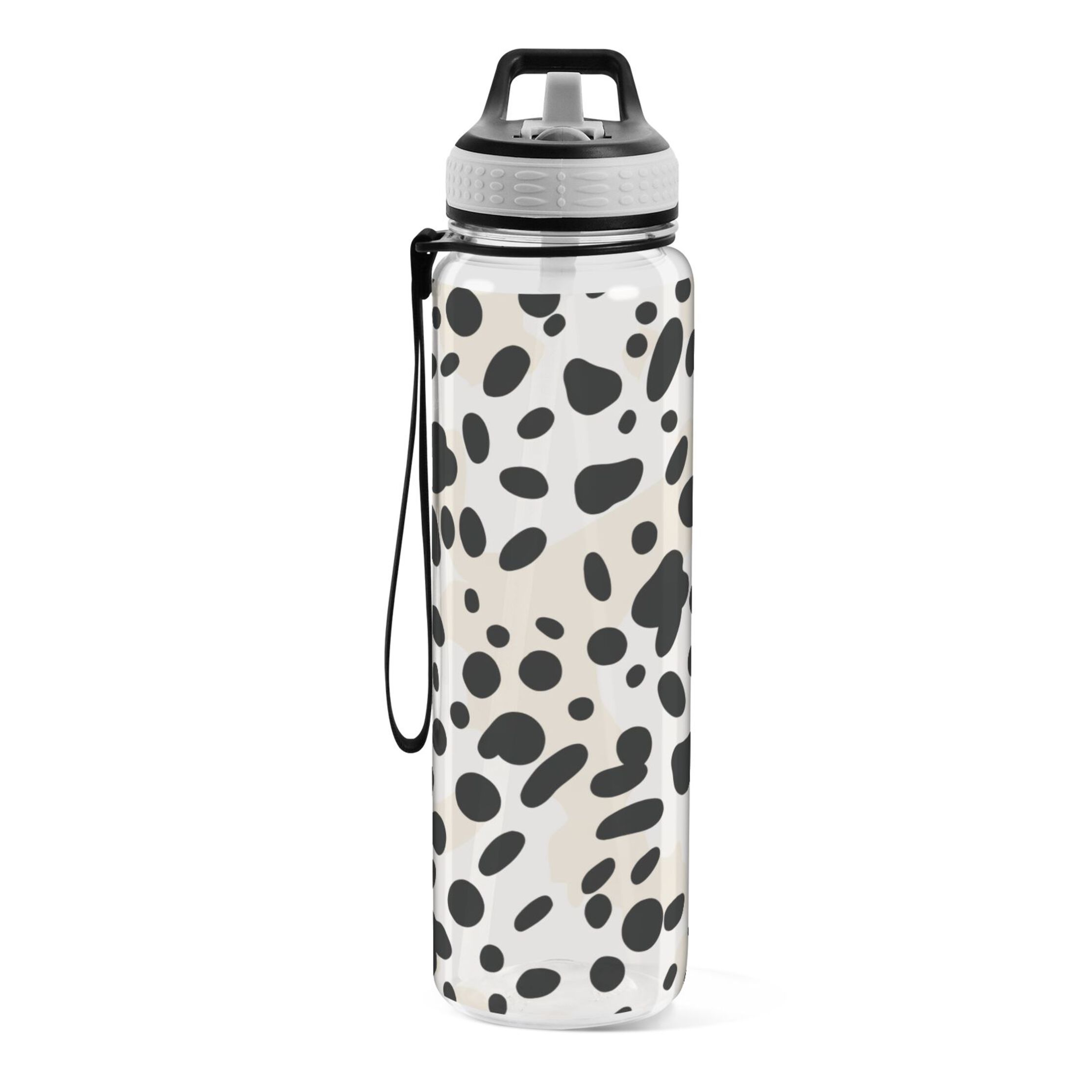 Leopard Dots 32oz Water Bottles with Straw Tritan Leakproof Sports Bottle BPA Free Clear for Fitness Gym Swimming Cycling