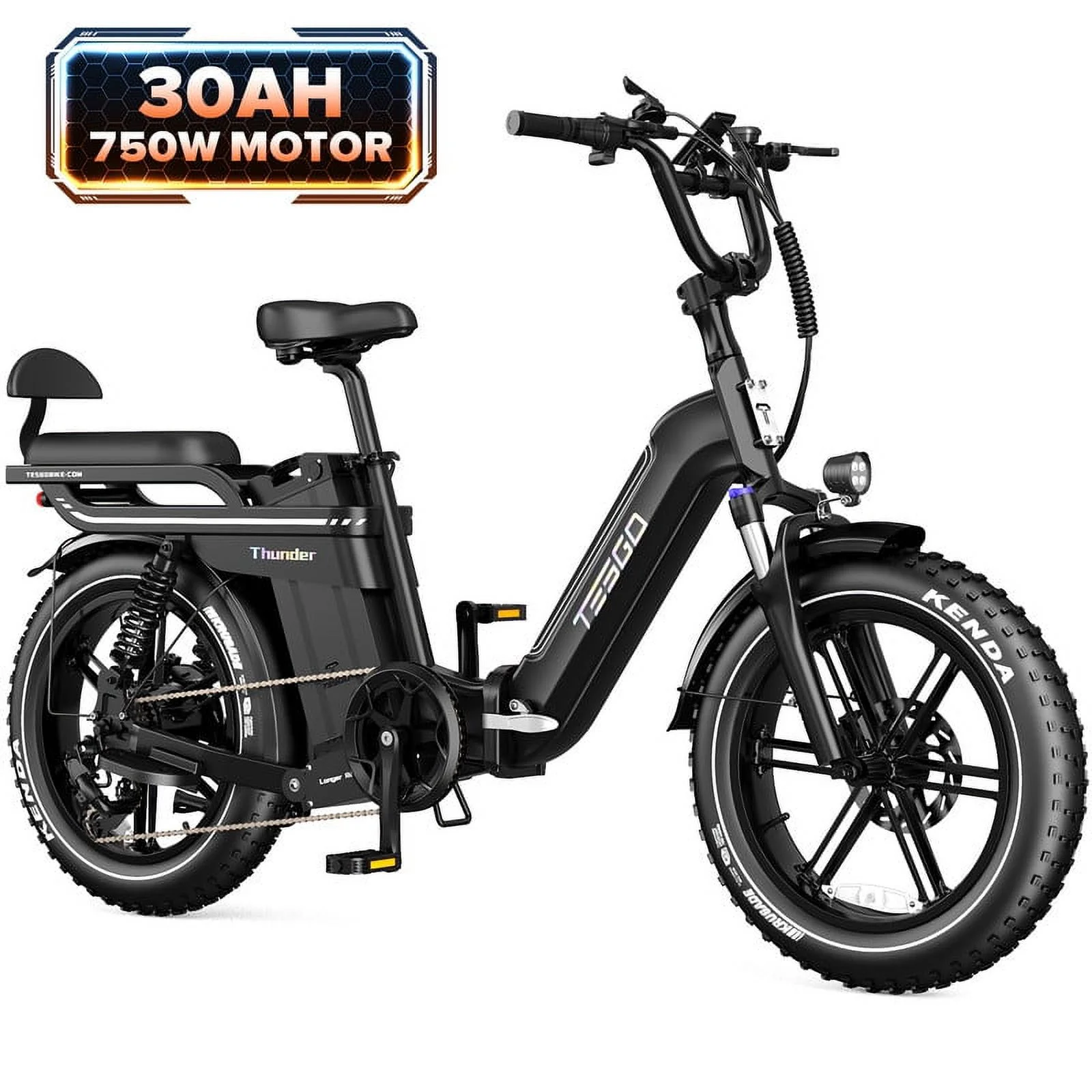 TESGO 48V 30AH Electric Bike for Adults Thunder Ultra-large Capacity Battery Range Up to 90 Folding Electric Bike, 500W Electric Bikes 20’’ x 4.0’’ Full Suspension w/ Hydraulic Brakes Ebike