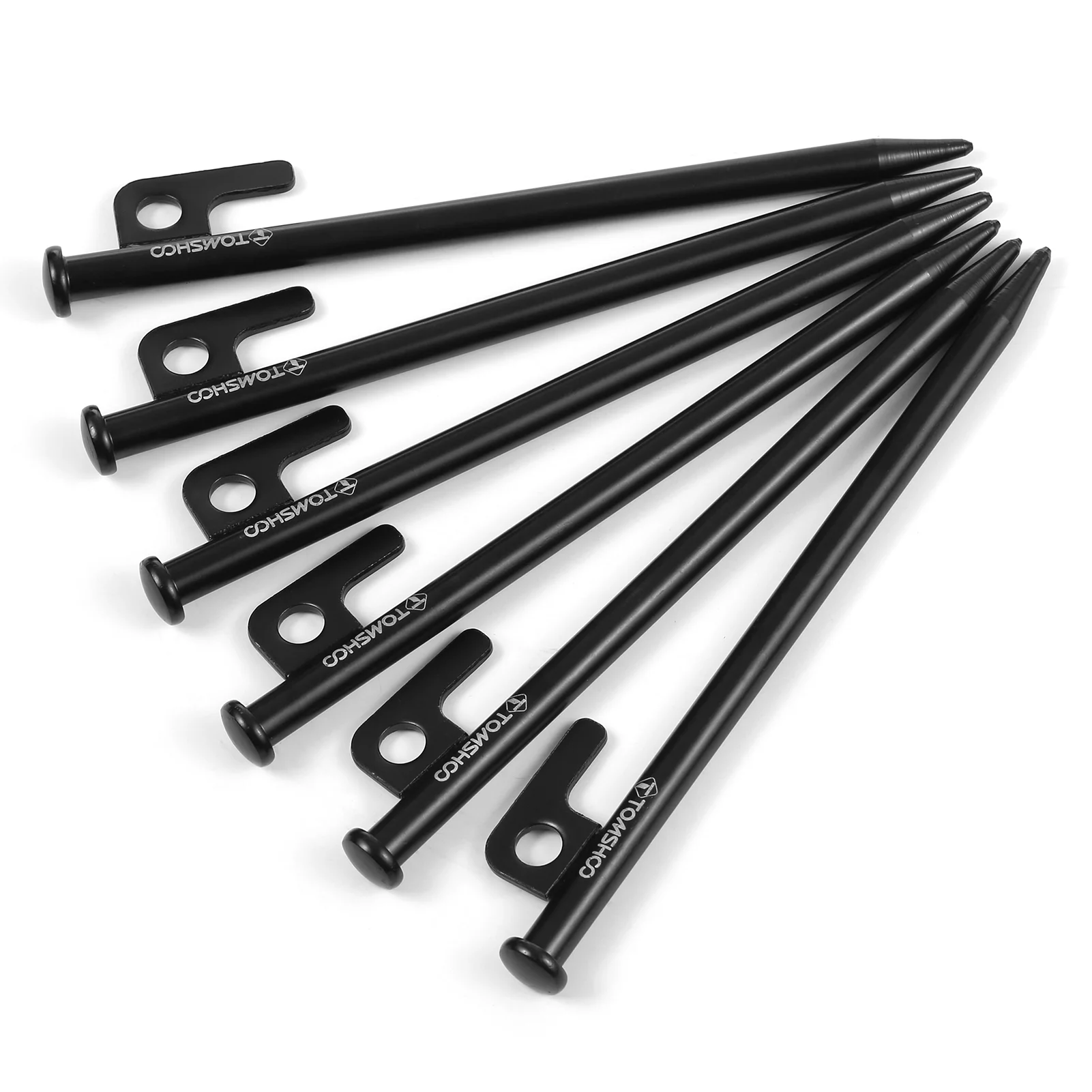 TOMSHOO 8 Inch /12 Inch Tent Pegs 6PCS Heavy Duty Steel Tent Stakes for Camping Canopy Awning