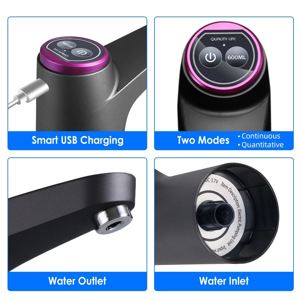 Water Bottle Switch Pump Electric Automatic Universal Jug Dispenser 5 Gallon USB