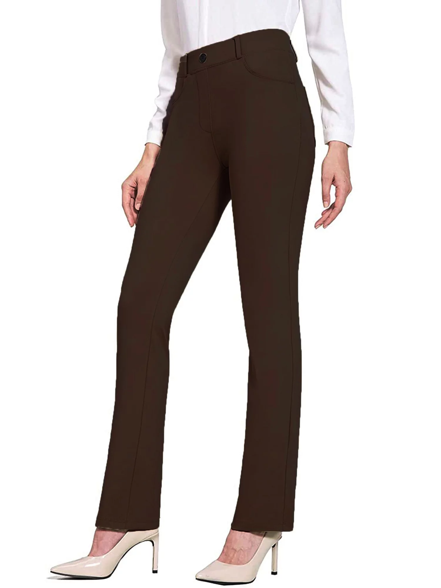 Spring hue Women's Yoga Dress Pants Stretchy Work Slacks Business Straight Leg Trousers with Pockets