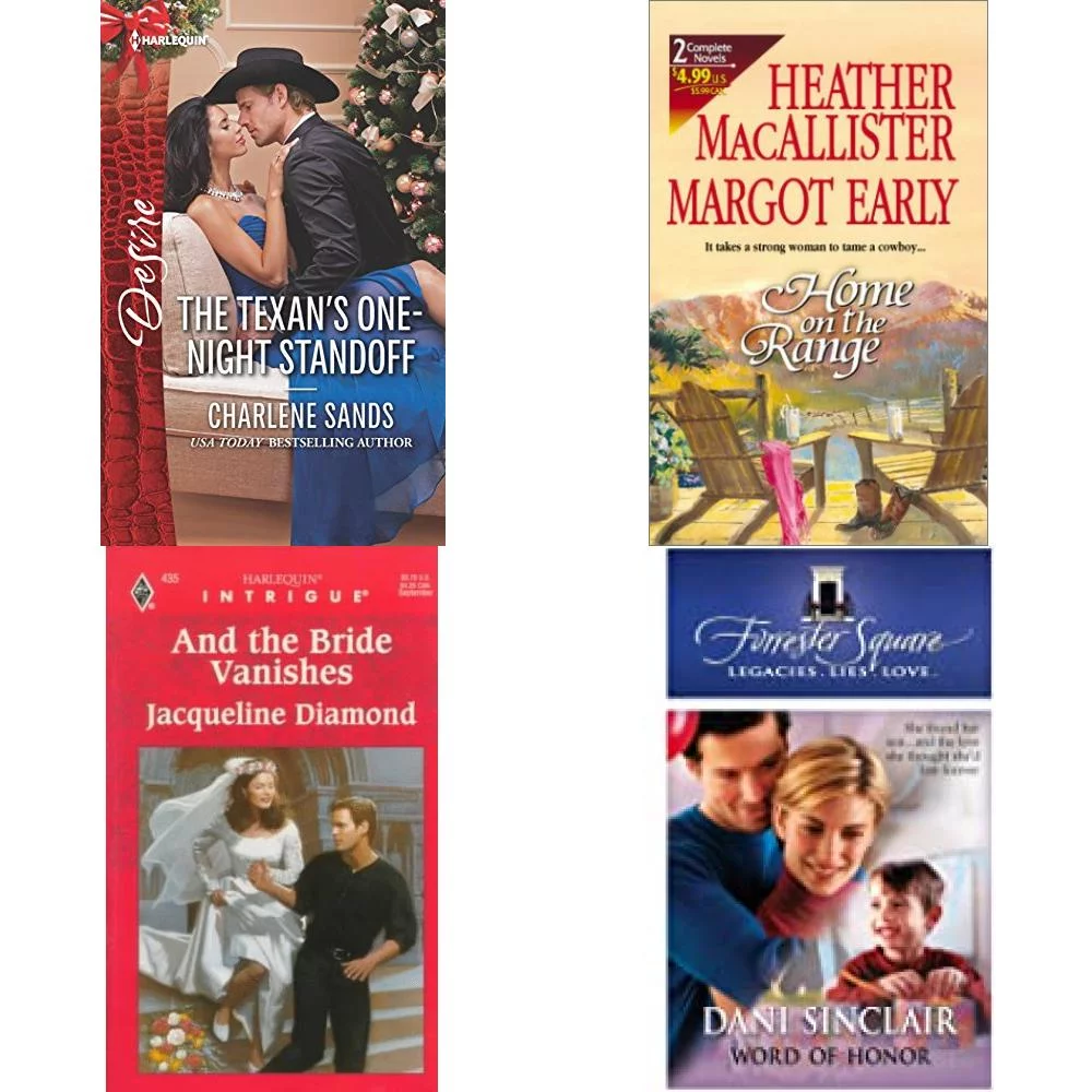 Assorted Harlequin Romance Paperback Book Bundle (4 Pack): The Texans One-Night Standoff Dynasties: The Newports Mass Market Paperback, Home on the Range 2 Novels in 1 Paperback, And The Bride Vanishe