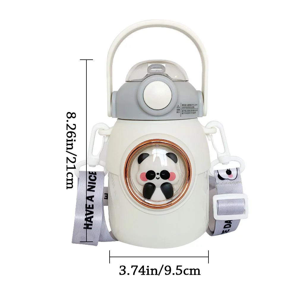 700ml Cute Large Capacity Straw Vacuum Flasks Thermal Mug Water Bottle Insulation Cup PURPLE