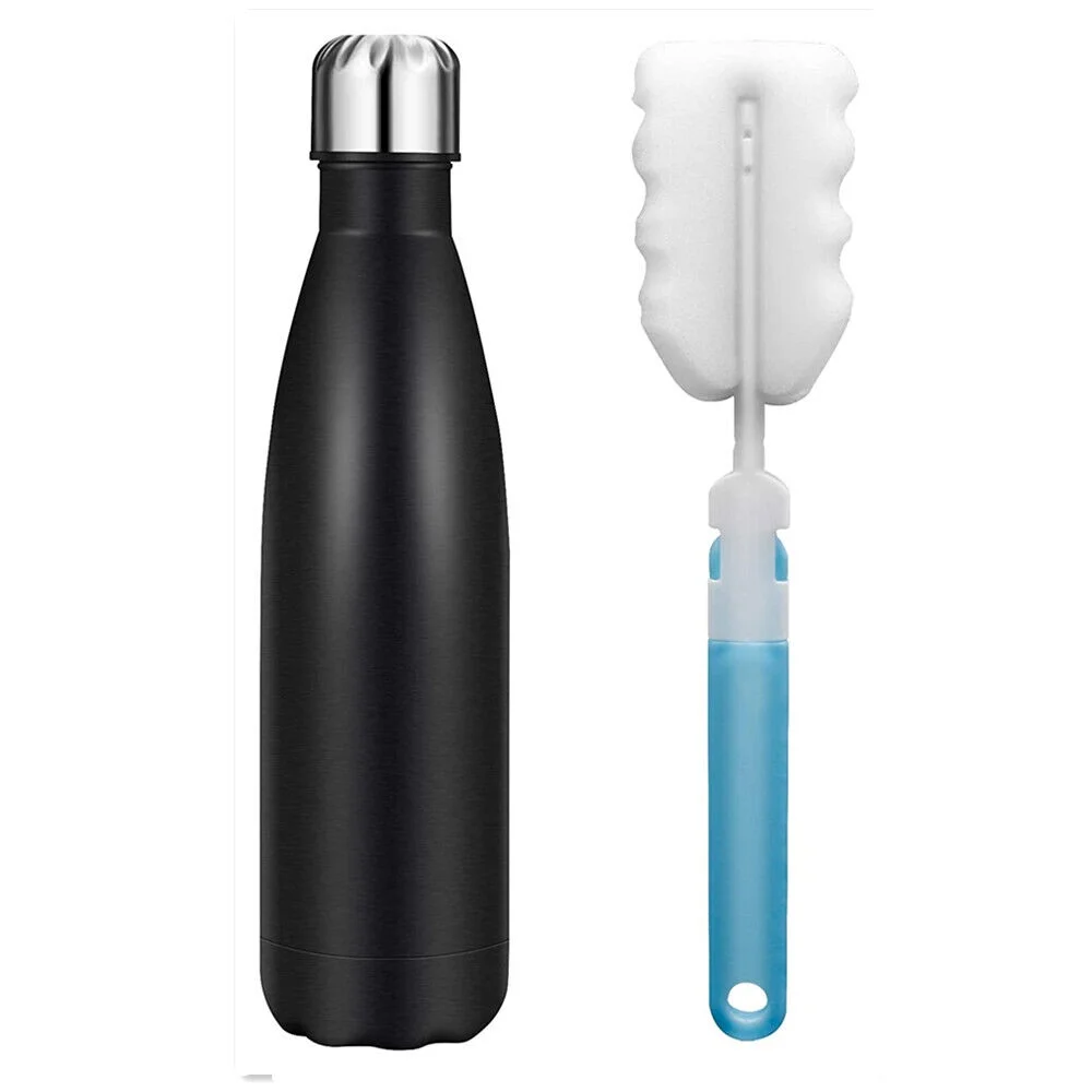 Insulated Water Bottle, Vacuum Stainless Steel Liquid Jug with Handle, Keeps Drinks Cold Up to 24 hours- Sweat Proof, BPA Free (Black)