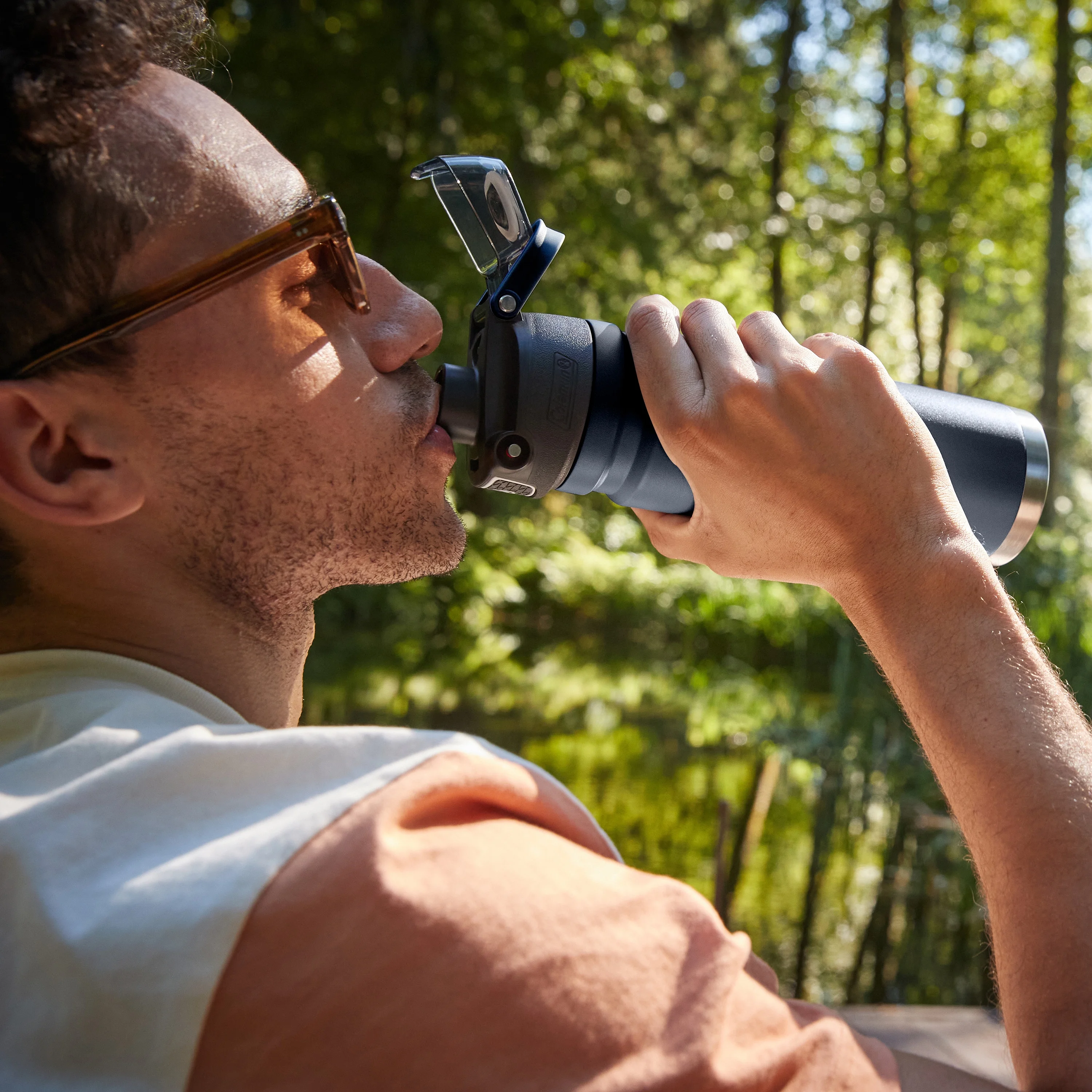Coleman Burst Poptop Stainless Steel Insulated Water Bottle, 24 oz, Blue Nights