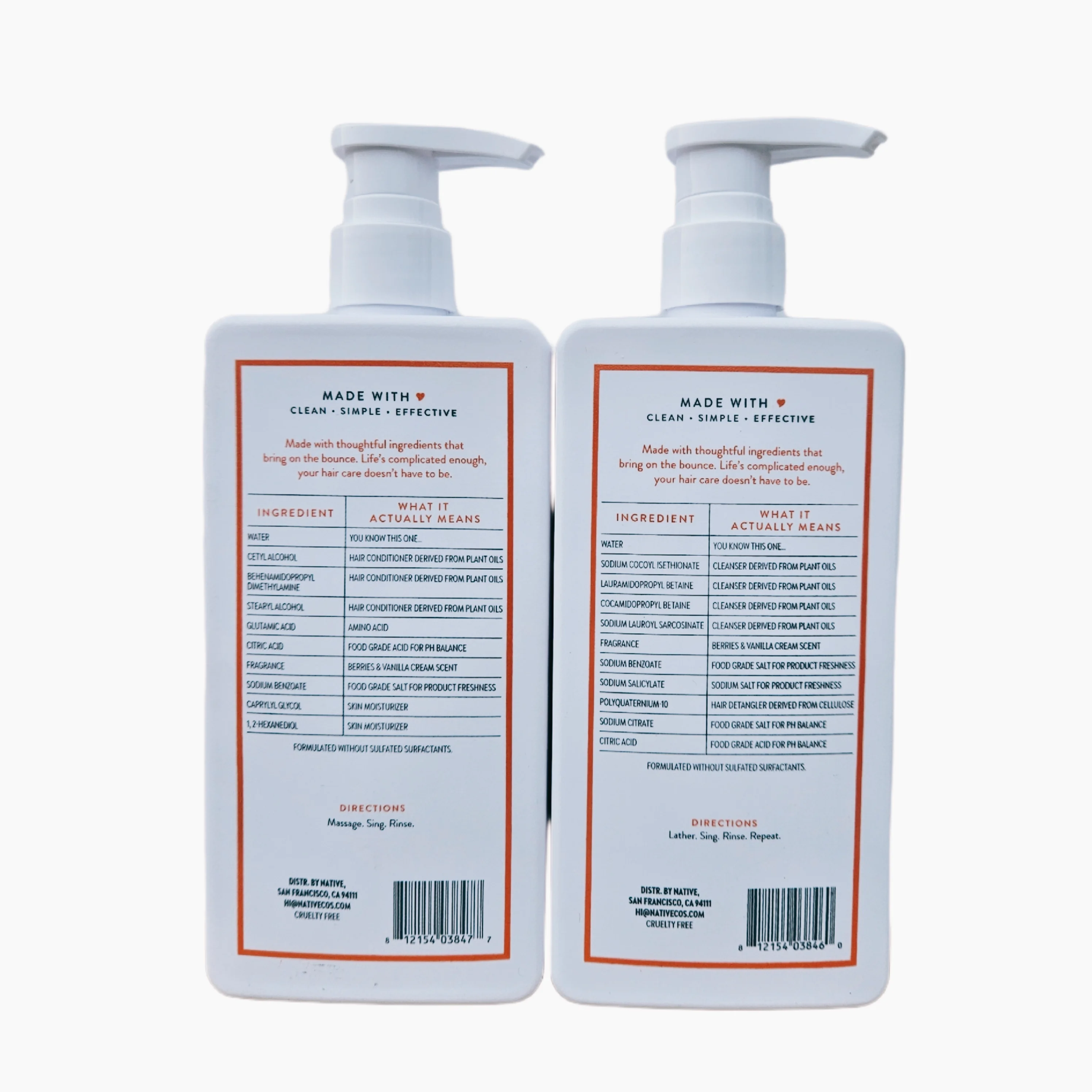 Native Berries & Vanilla Cream, Volumizing Shampoo and Conditioner Set 16.5 oz Free 2Day Shipping