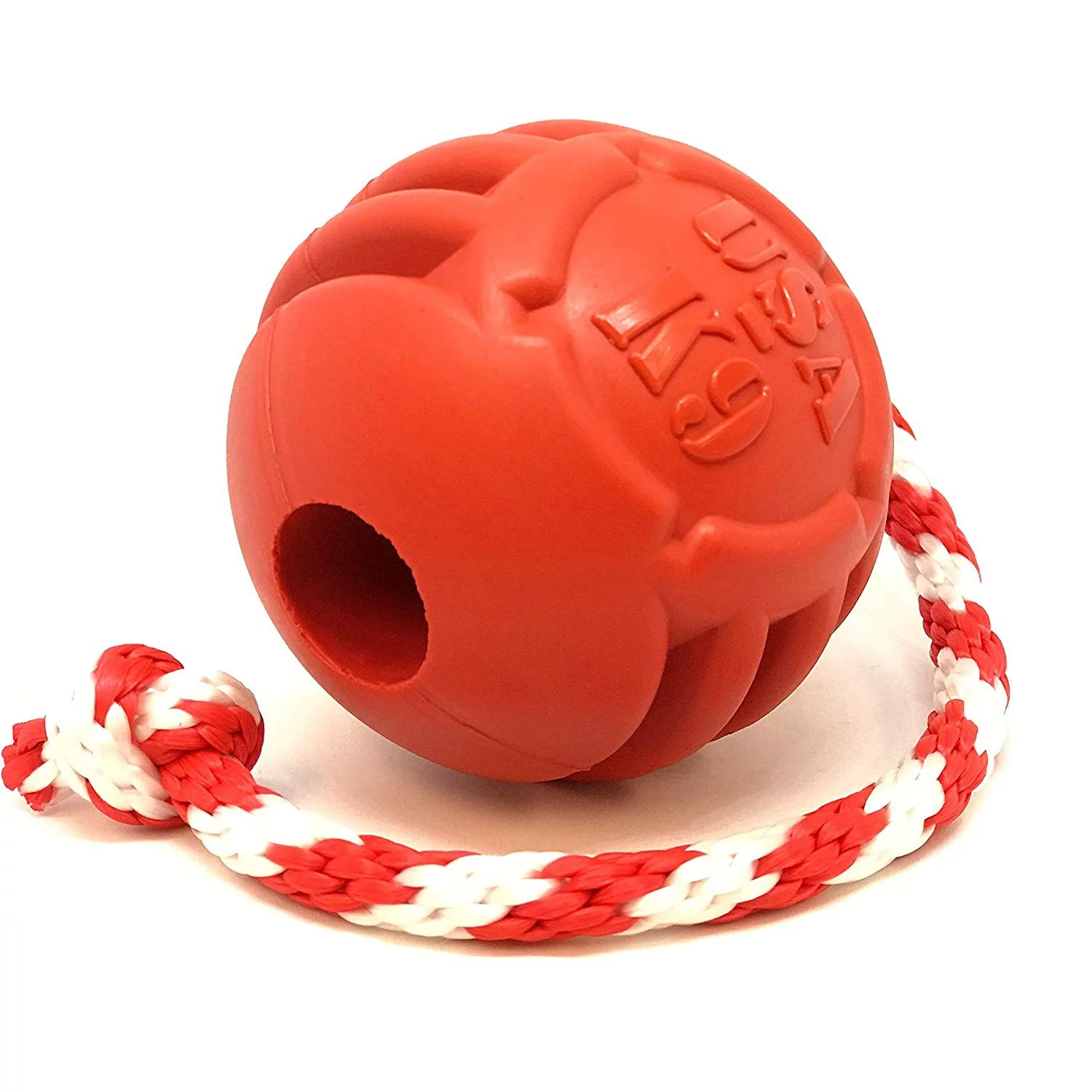 usa-k9 by sodapup dog toy - natural rubber stars and stripes dog reward ball - treat dispenser - slow feeder - training reward toy - power chewers - red - large product name