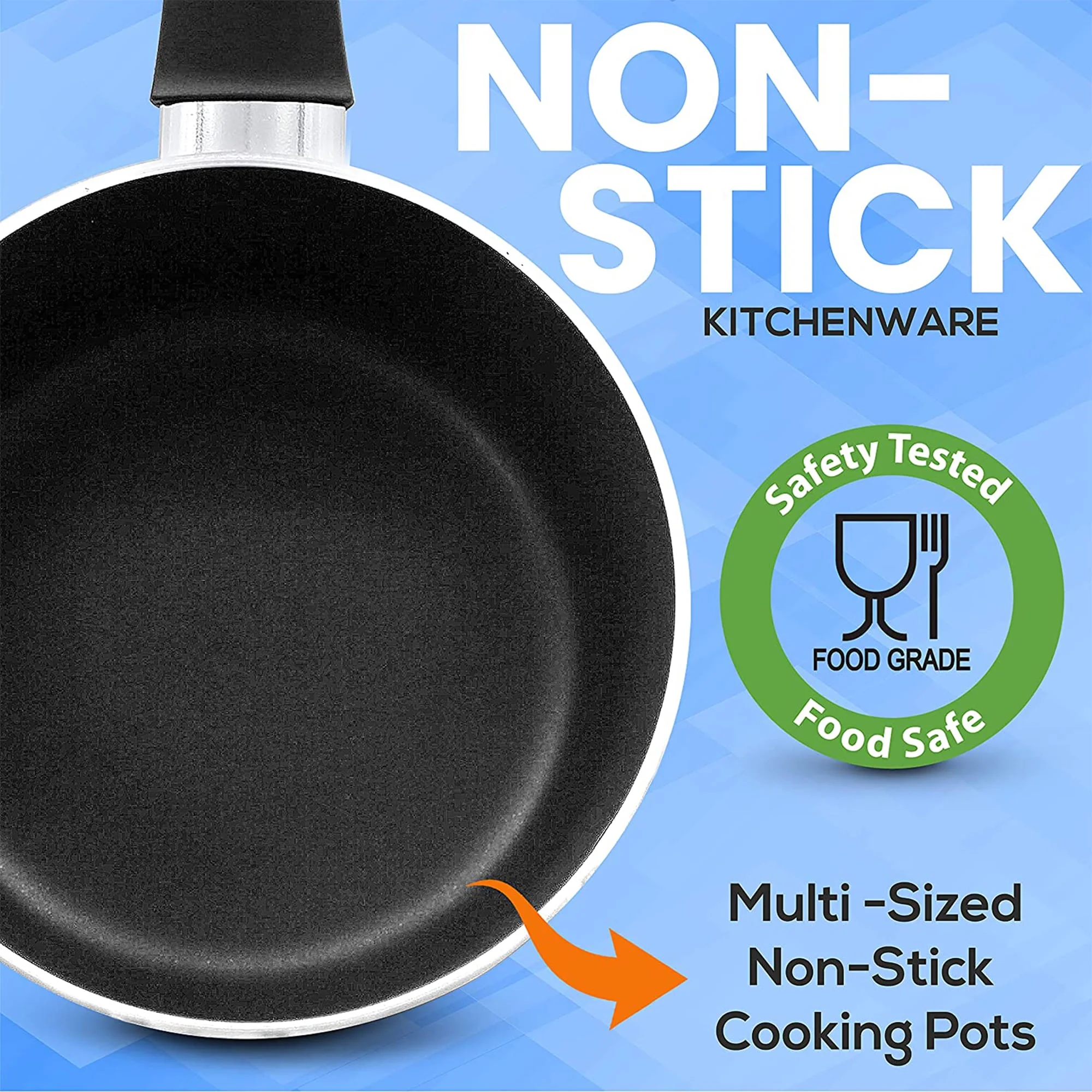 SereneLife 11 Piece Non Stick Pots, Pans, and Utensil Cookware Set, Black