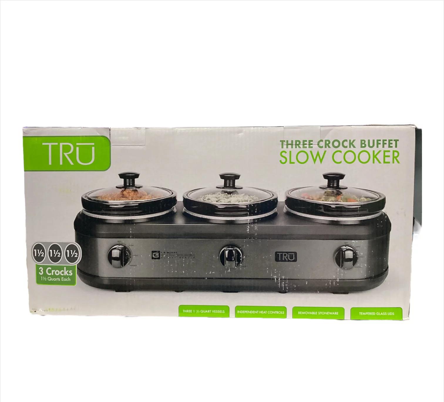 TRU Three 1.5 Quart Crock Buffet Slow Cooker, Black