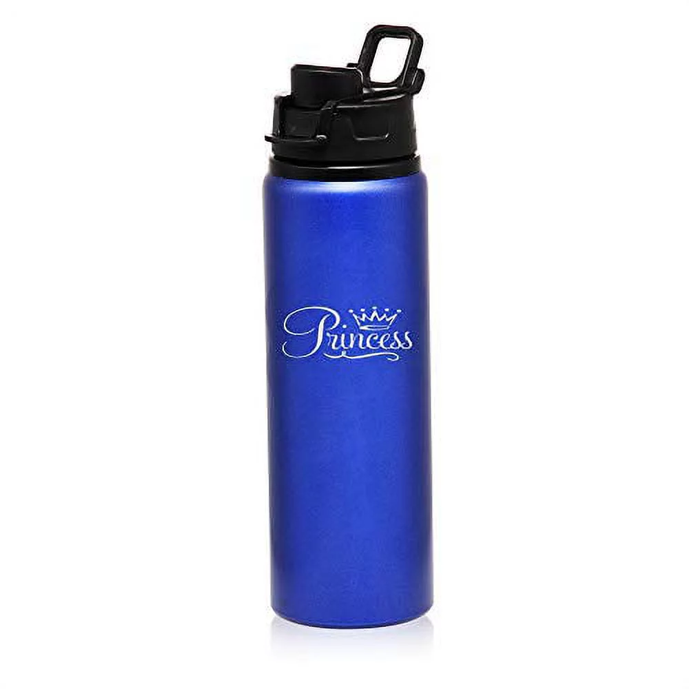 MIP Brand 25 oz Aluminum Sports Water Travel Bottle Princess Fancy (Blue)