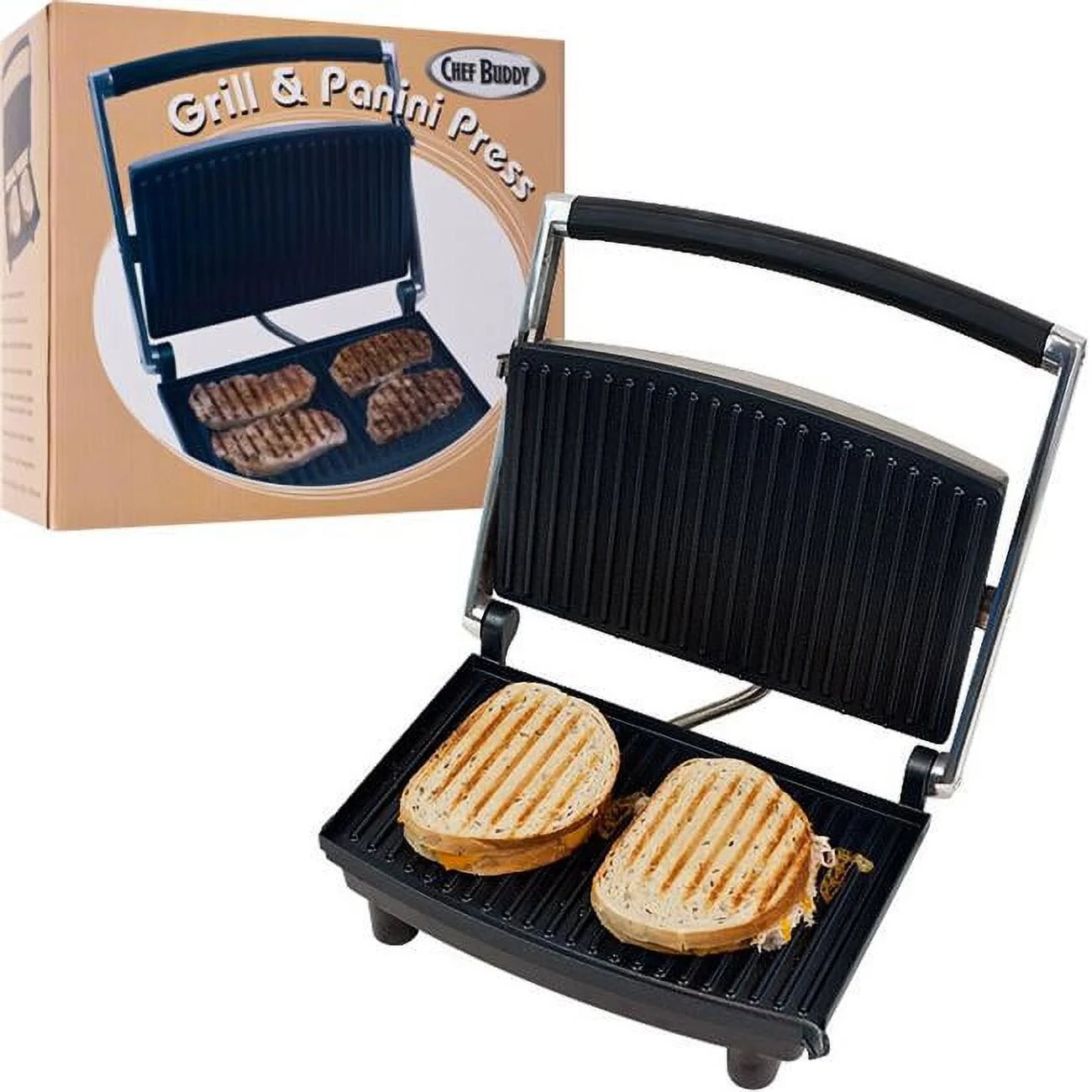 Chef BuddyT Grill and Panini Press - Non-Stick