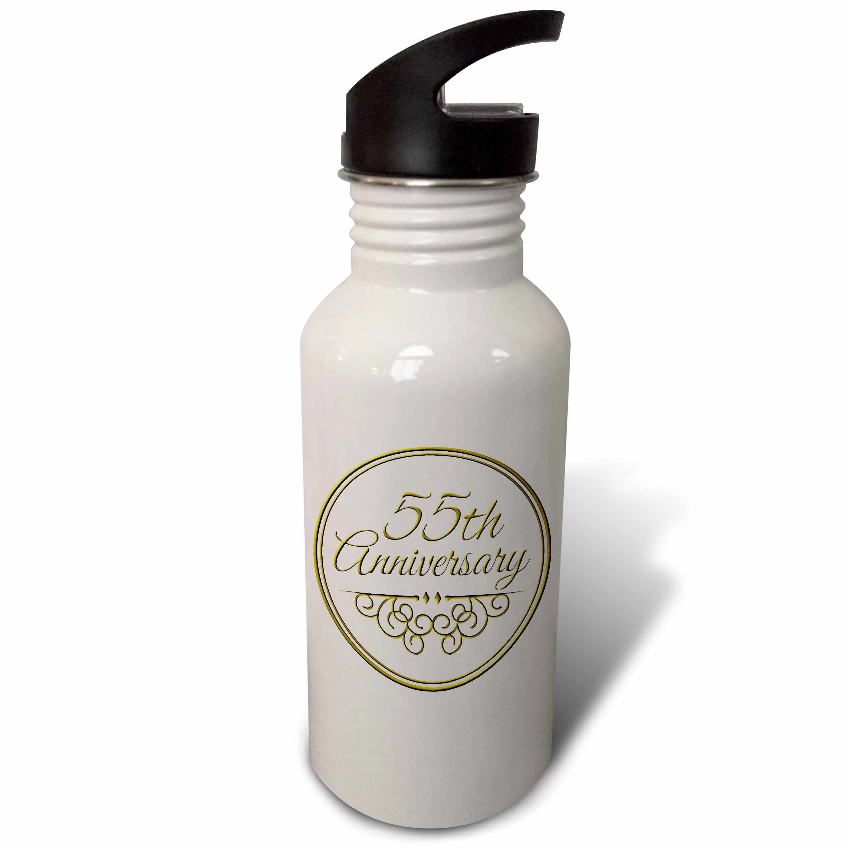 55th Anniversary gift - gold text for celebrating wedding anniversaries - 55 years married together 21 oz Sports Water Bottle wb-154497-1